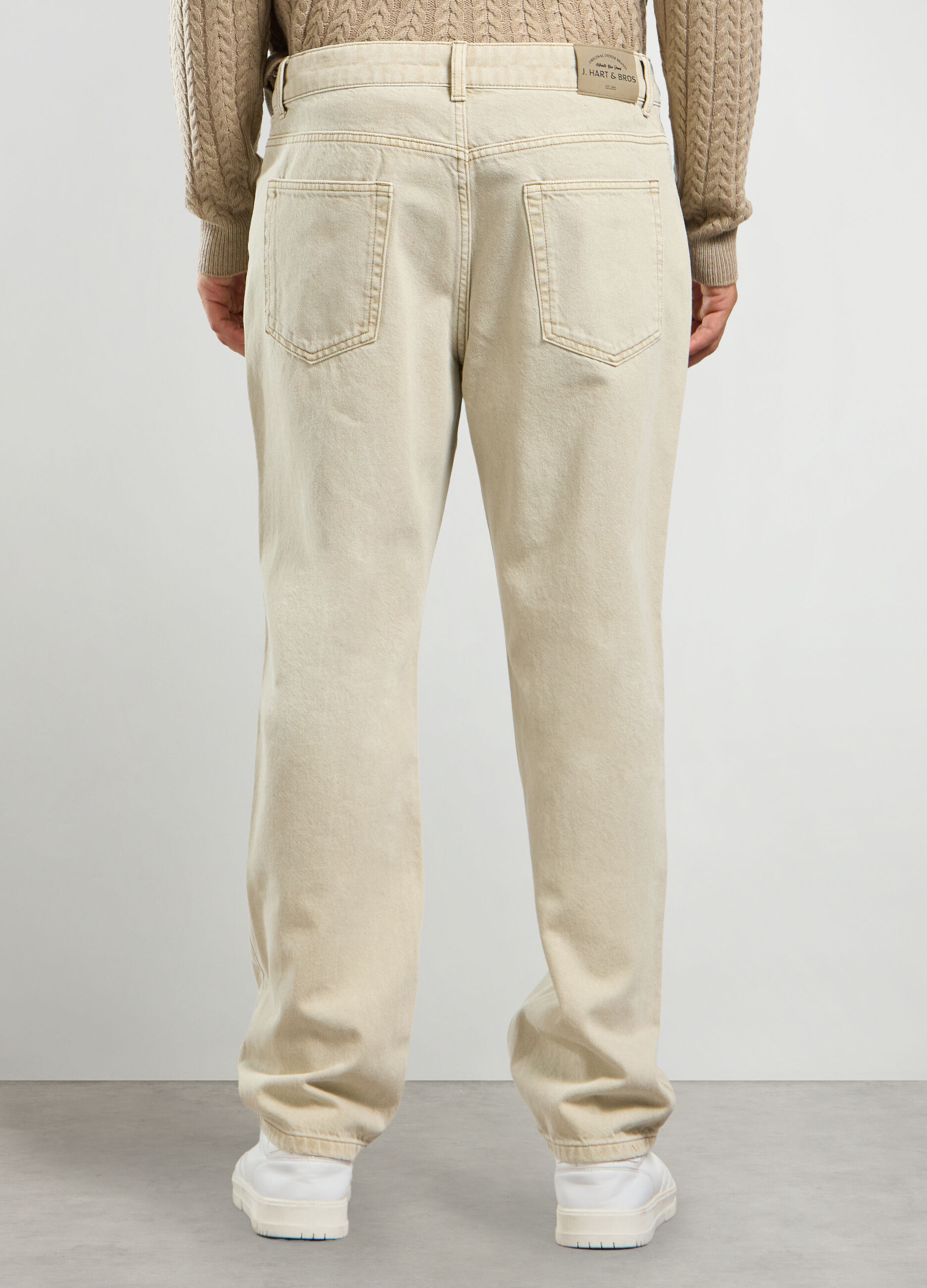 Jeans straight fit in denim di cotone uomo_1