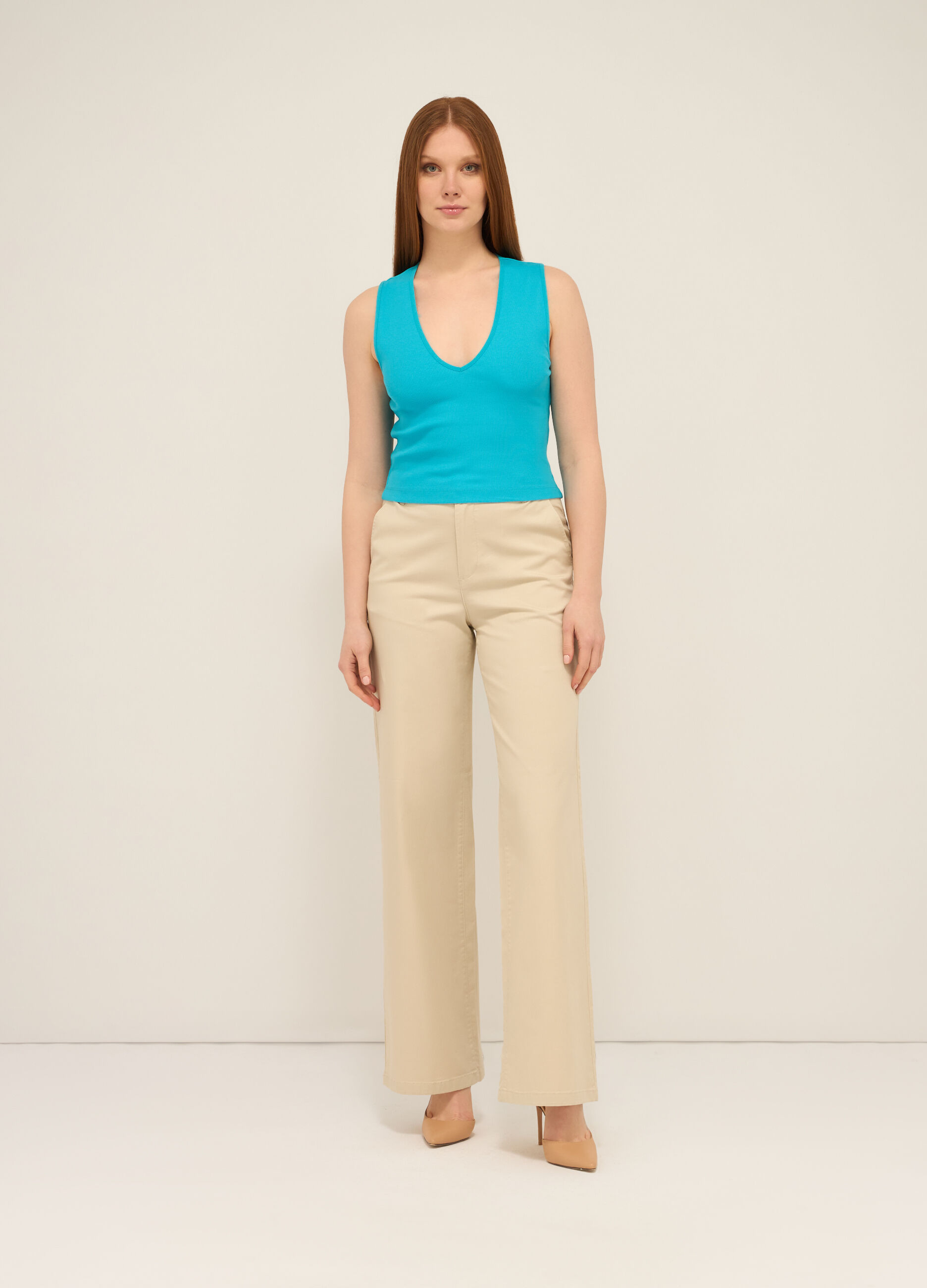 Pantaloni in cotone stretch donna