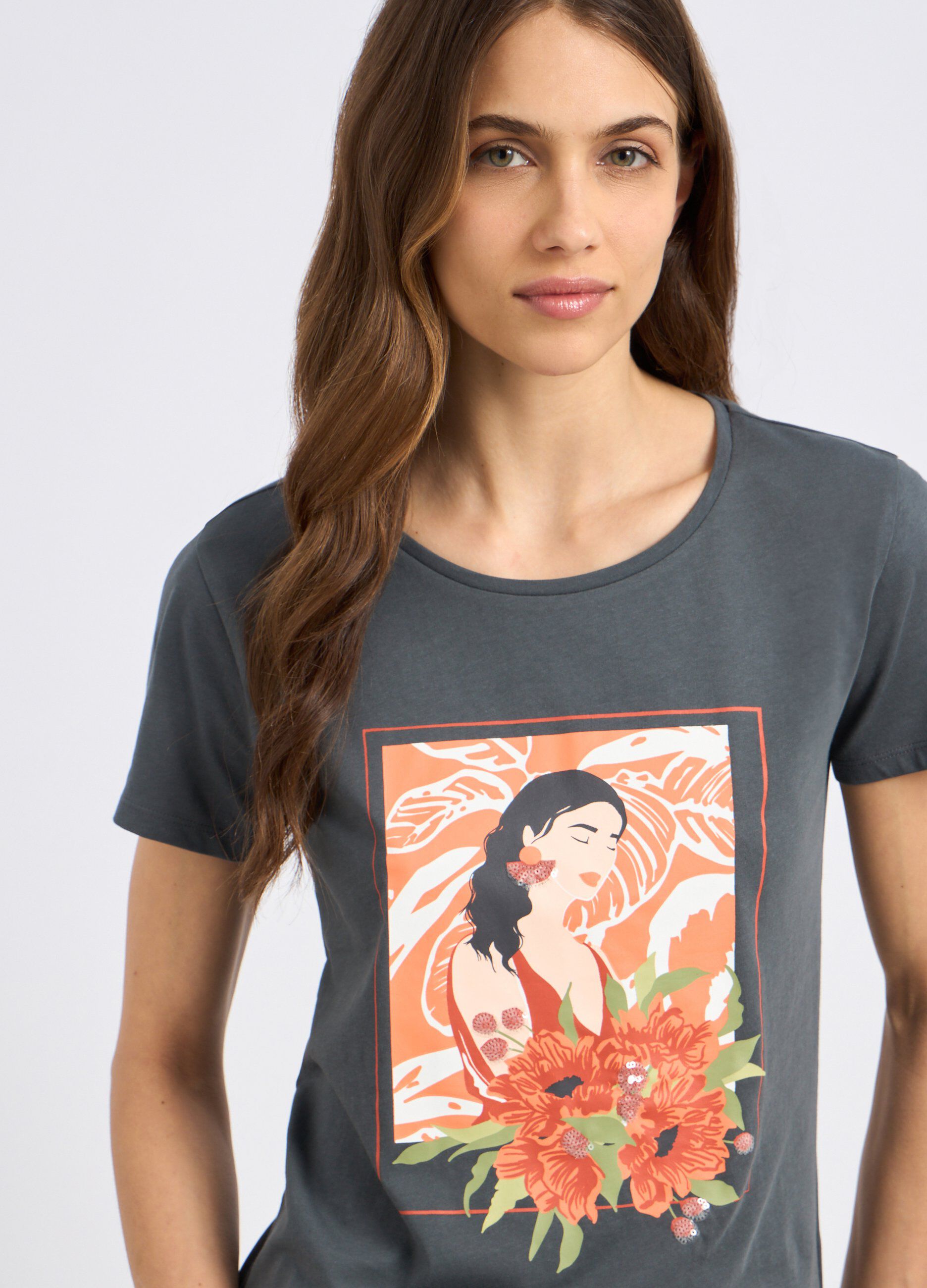 T-shirt in puro cotone con stampa donna_2