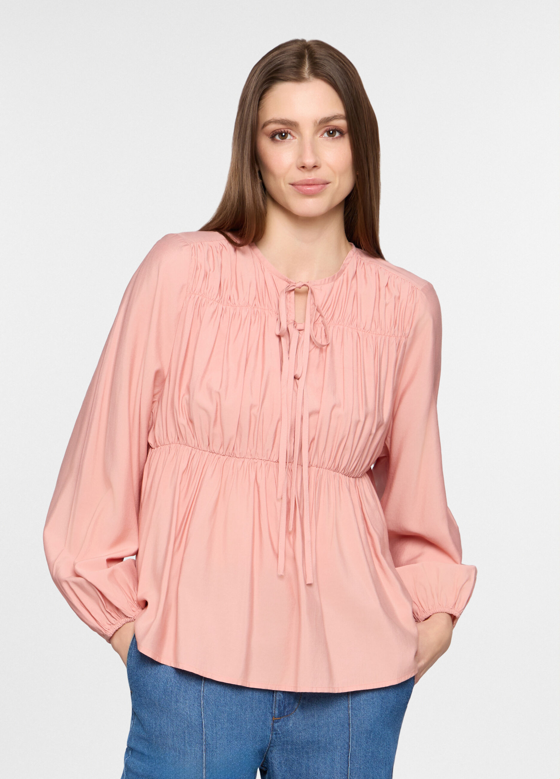 Blusa con scollo a goccia donna_0
