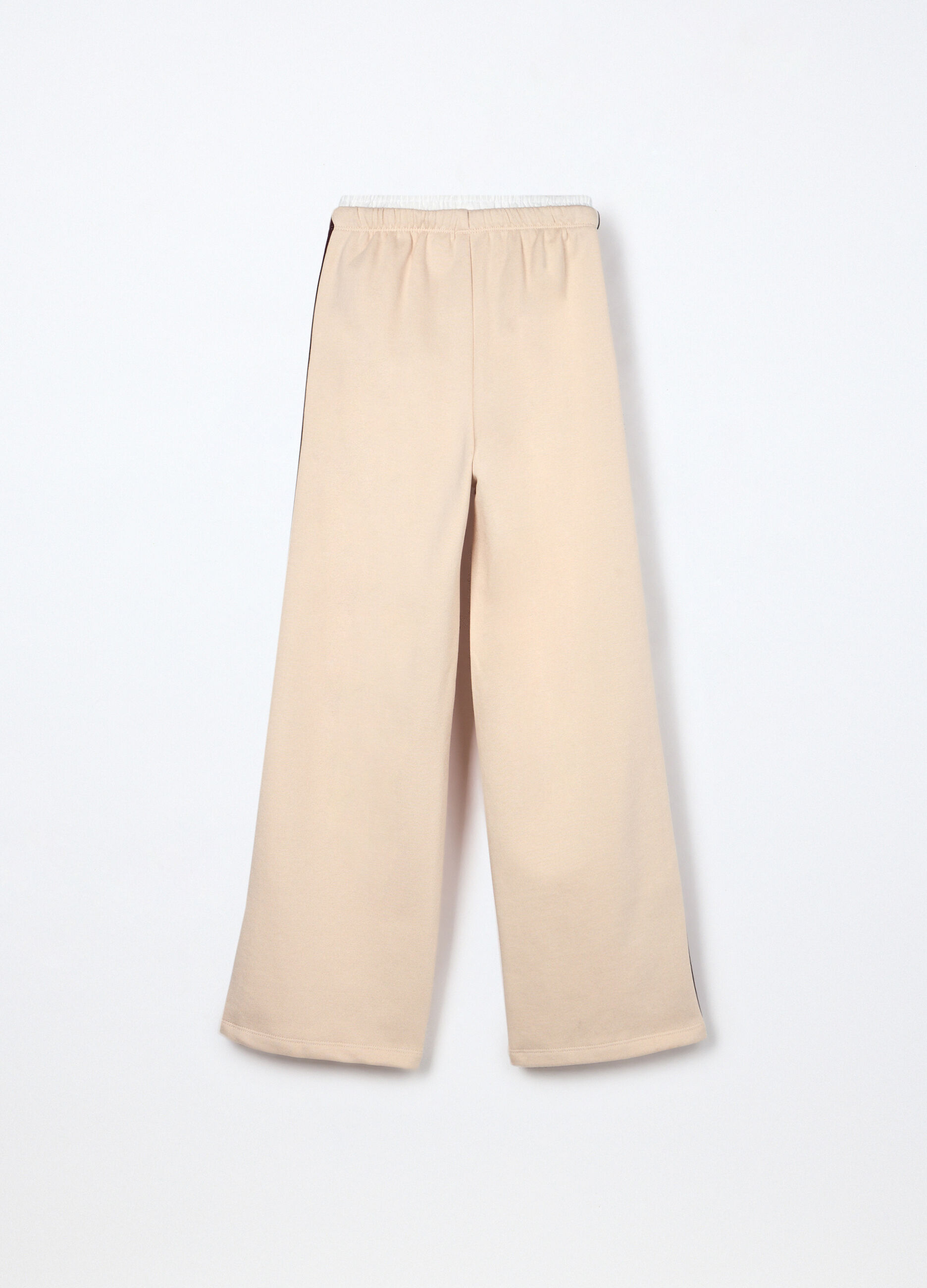 Jogger wide leg misto cotone fleece ragazza_1