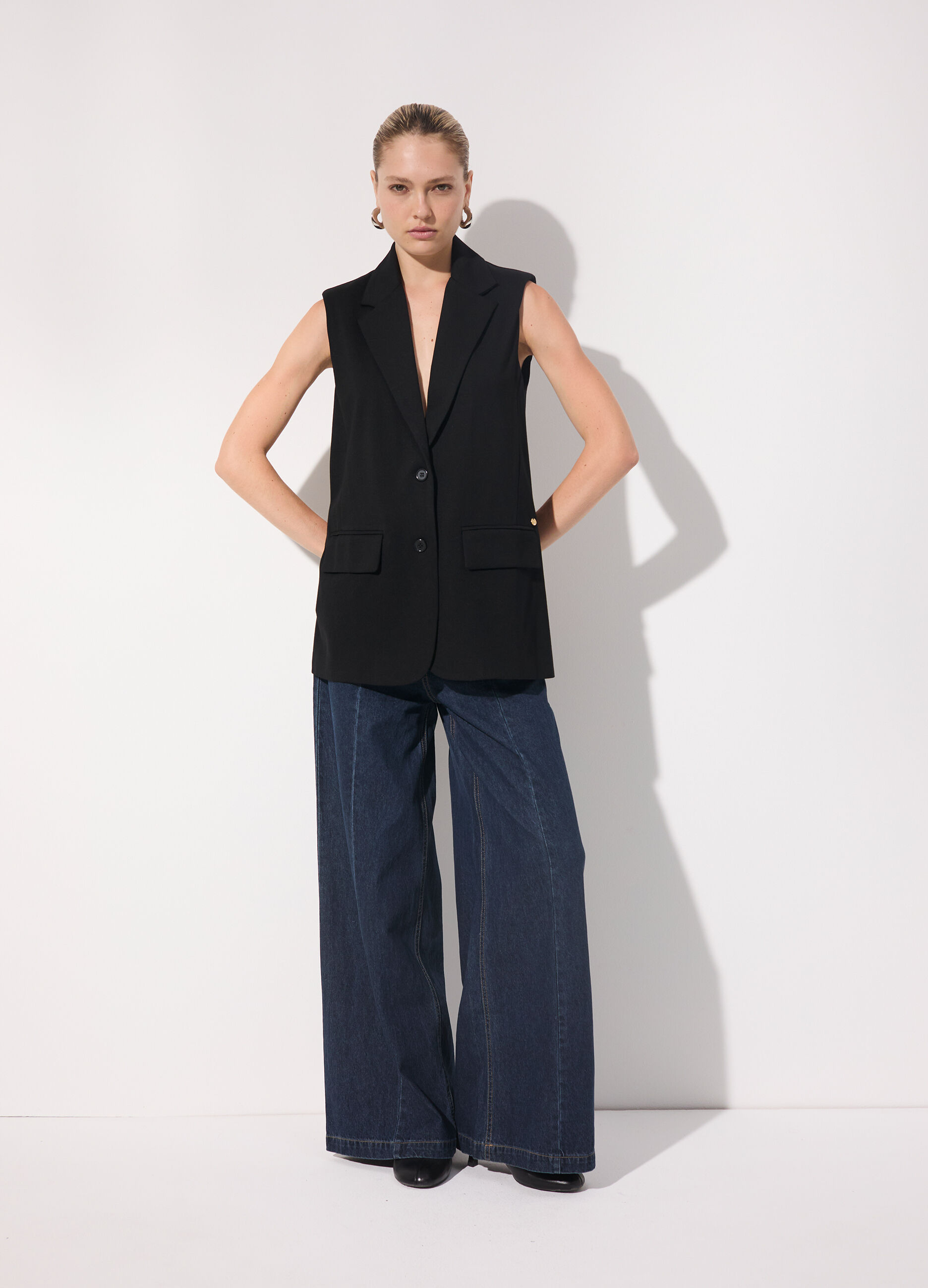 Gilet lungo in punto milano donna_0