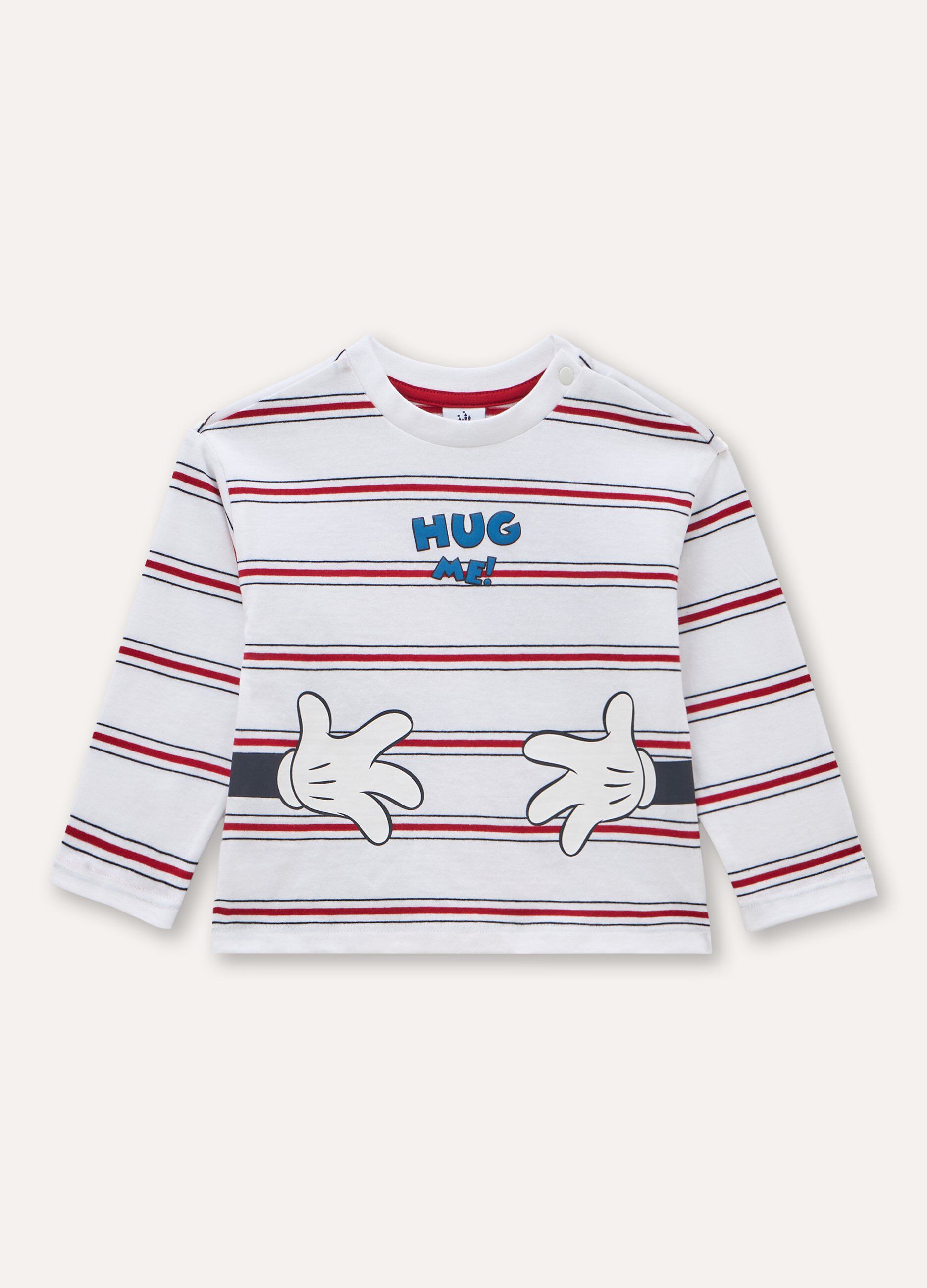 T-shirt rigata in puro cotone neonato_0