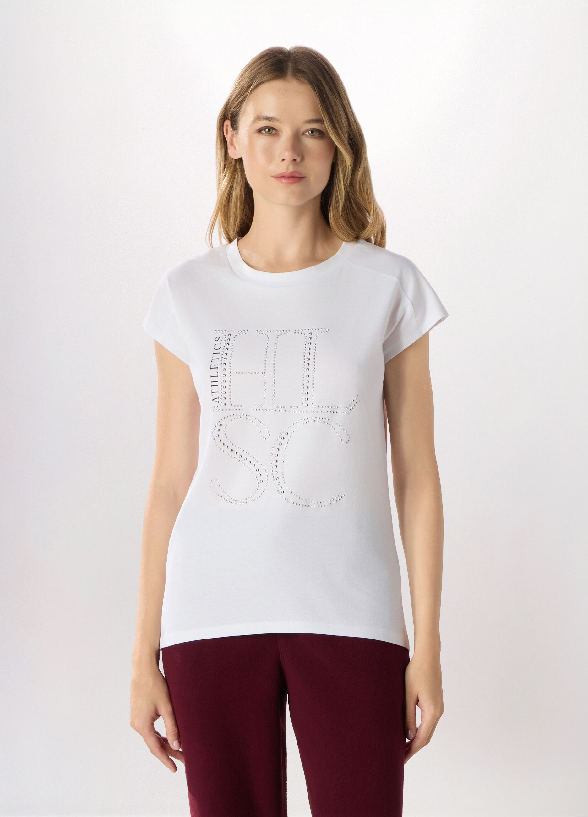 T-shirt in jersey di cotone stretch donna_0