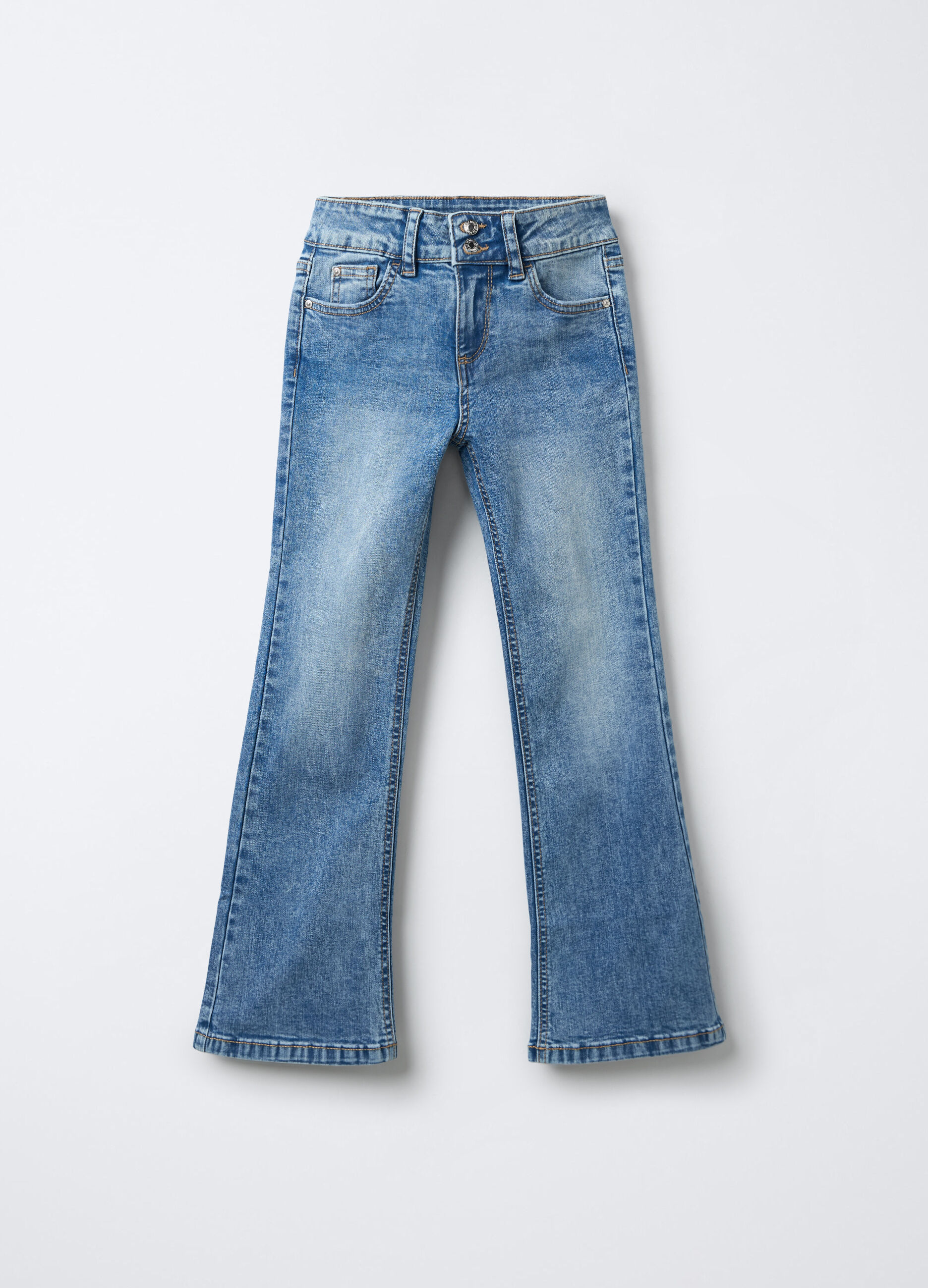 Pantaloni in denim di cotone stretch Flare Fit ragazza_0