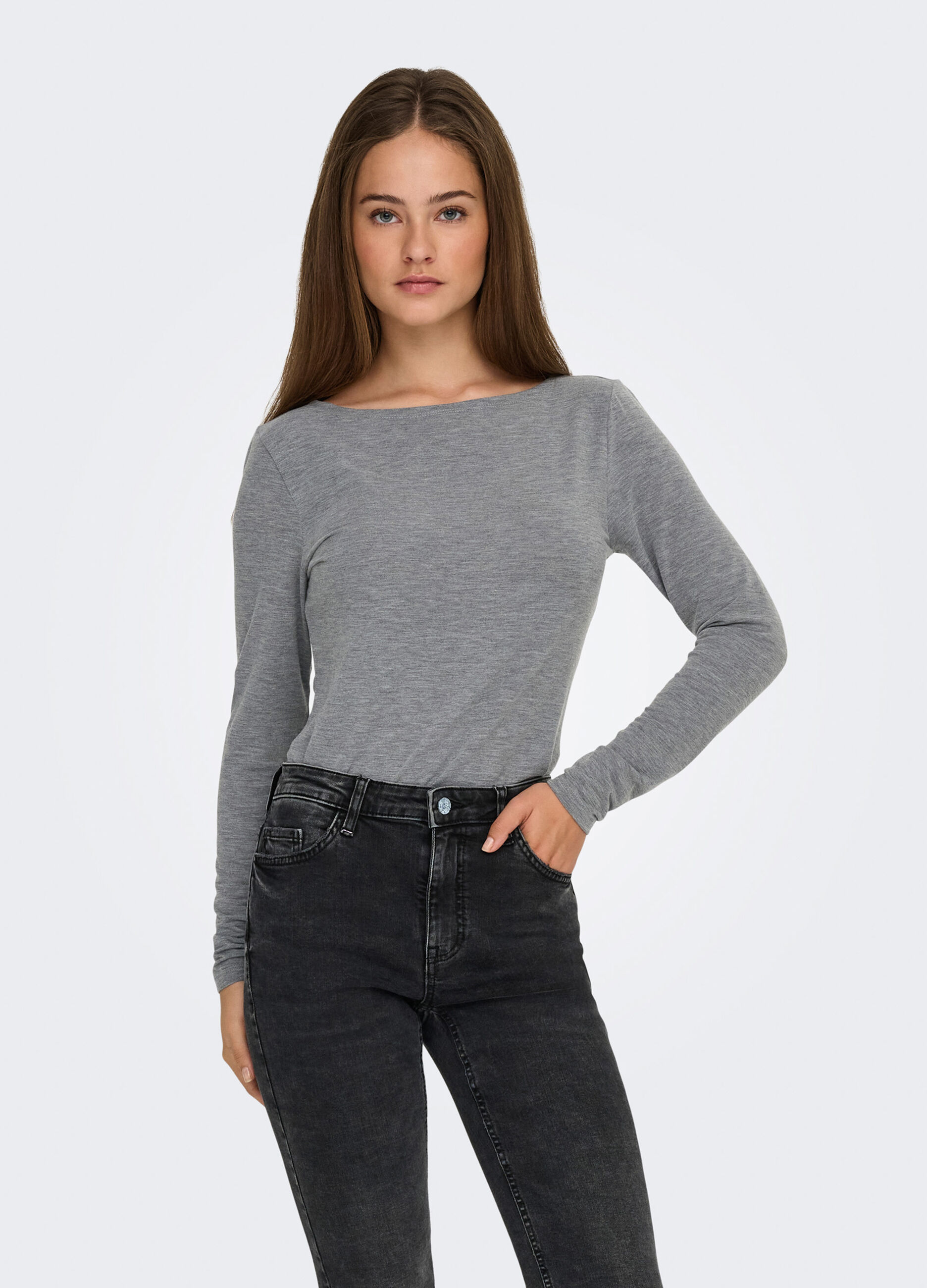 T-shirt con scollo a barchetta donna_0