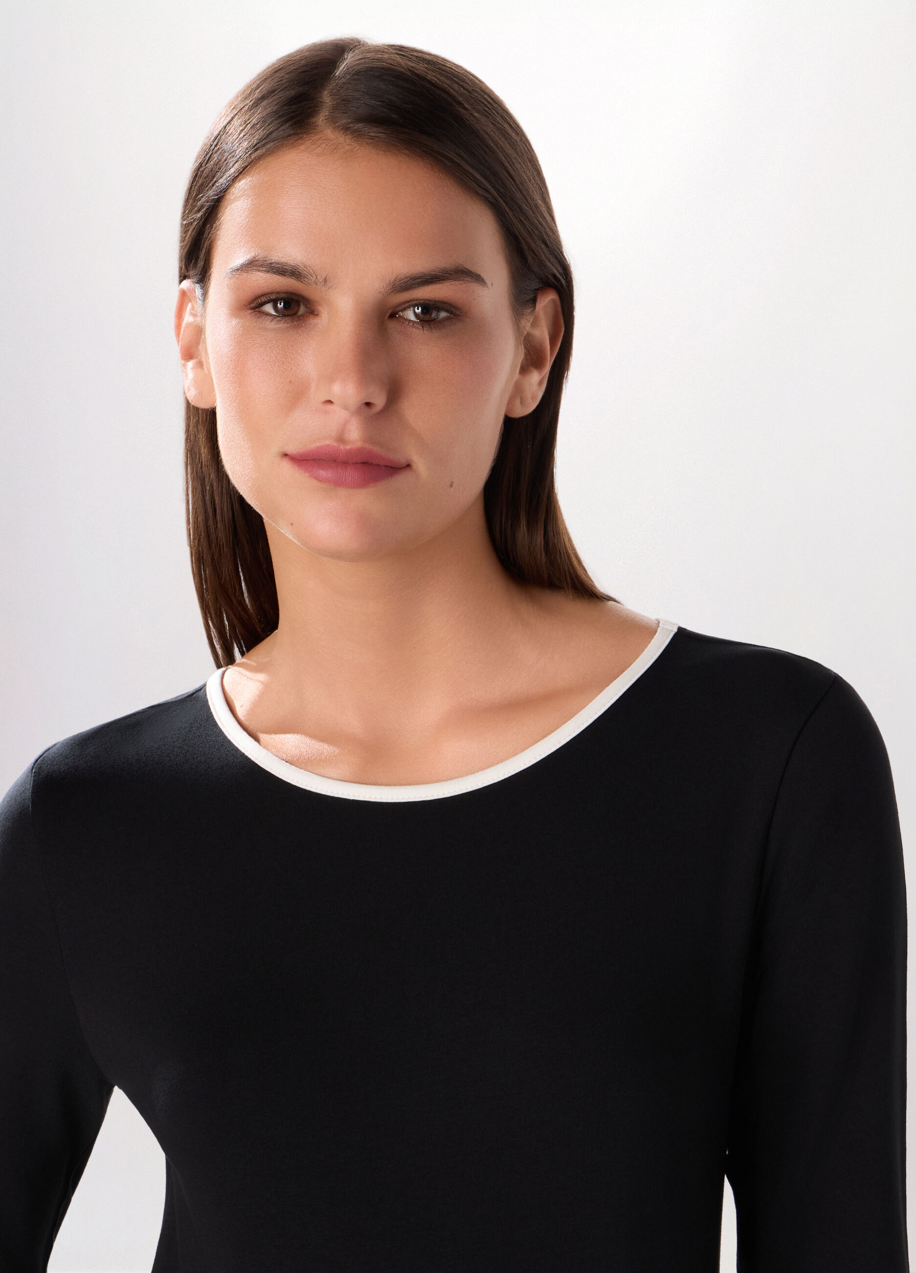 T-shirt in jersey di cotone stretch donna_2