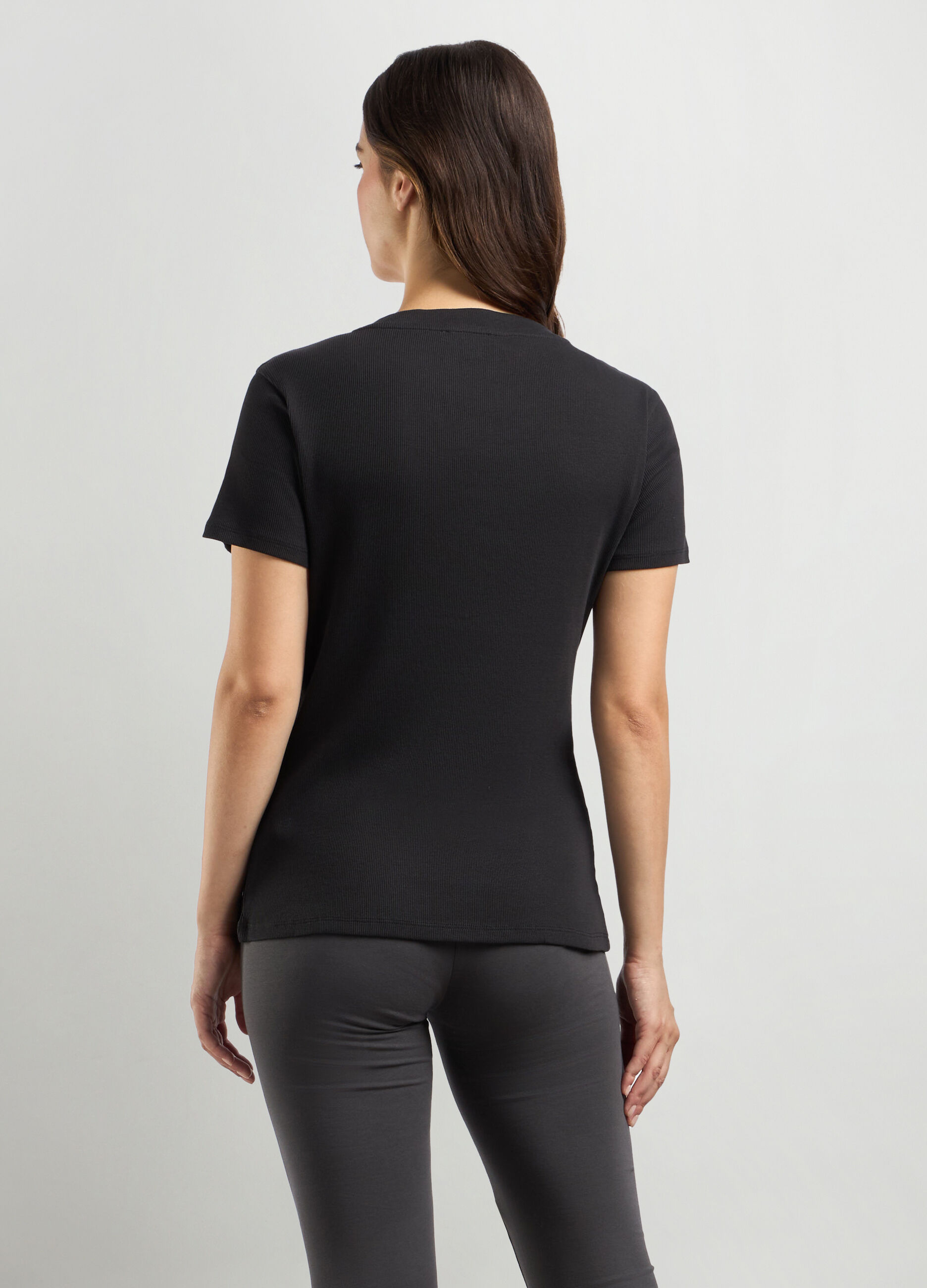 T-shirt in costina di puro cotone donna_1