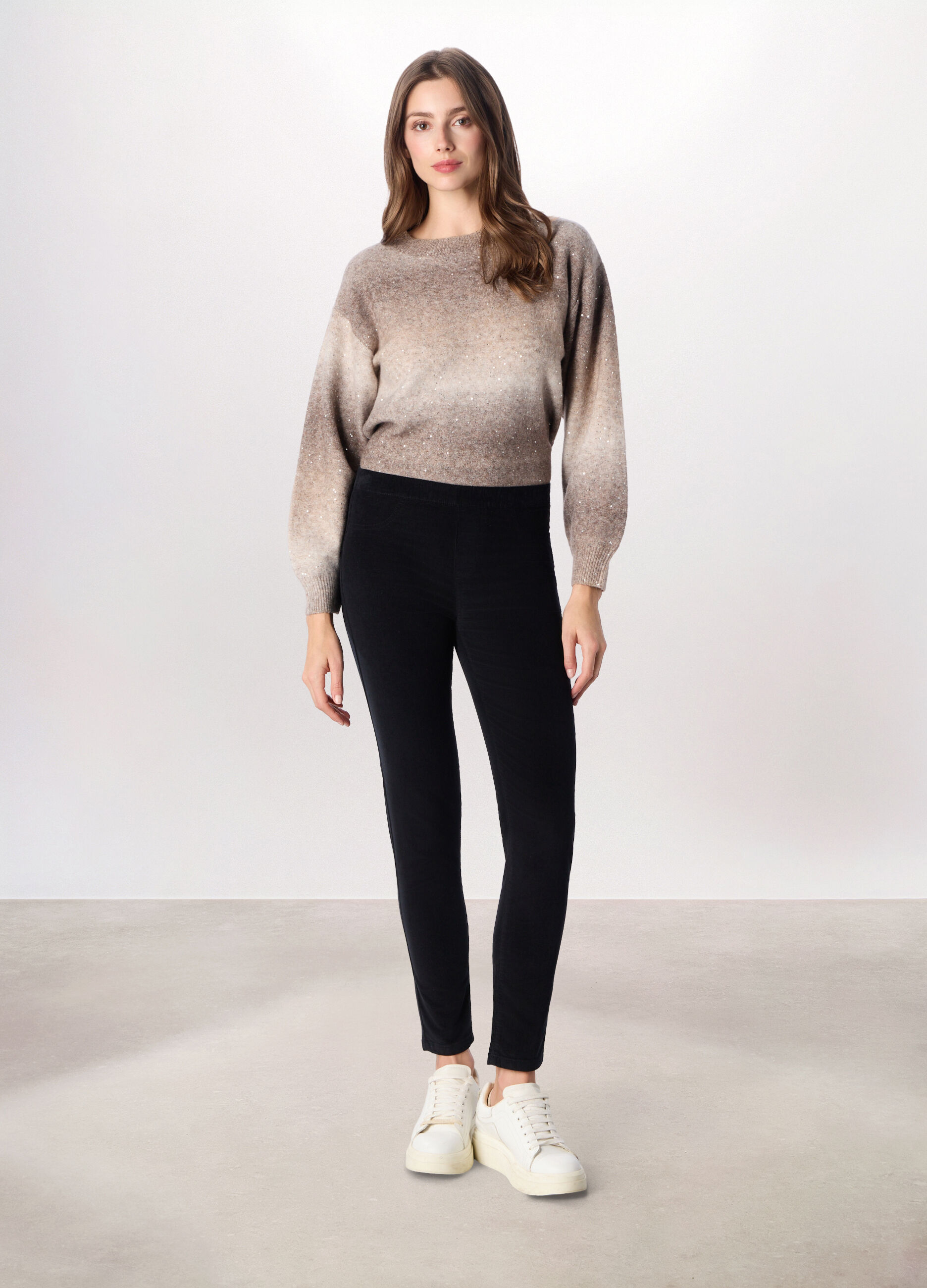 Treggings in velluto a coste di cotone stretch donna_0