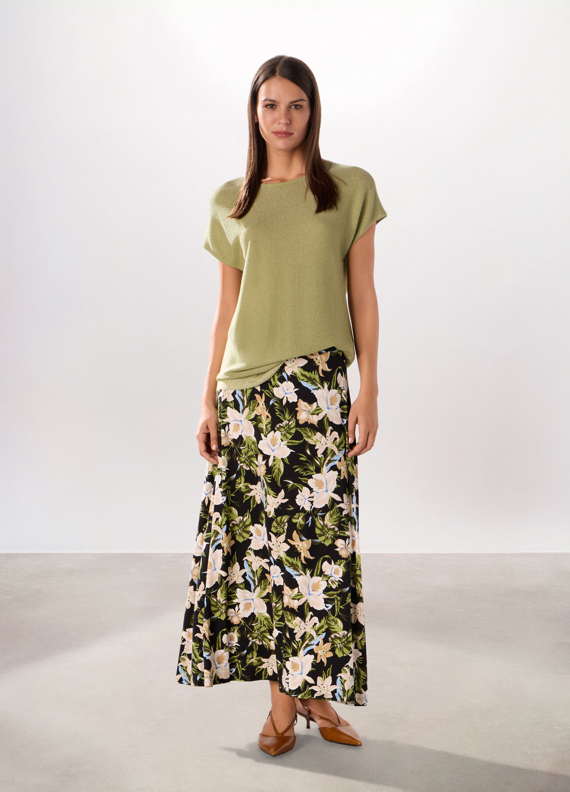 Gonna lunga in jersey di viscosa stretch donna_0