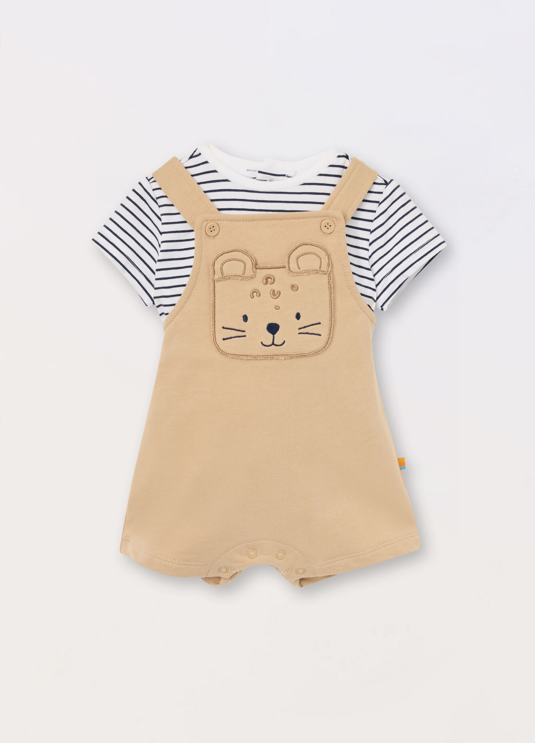 Set salopette + t-shirt in puro cotone neonato_0