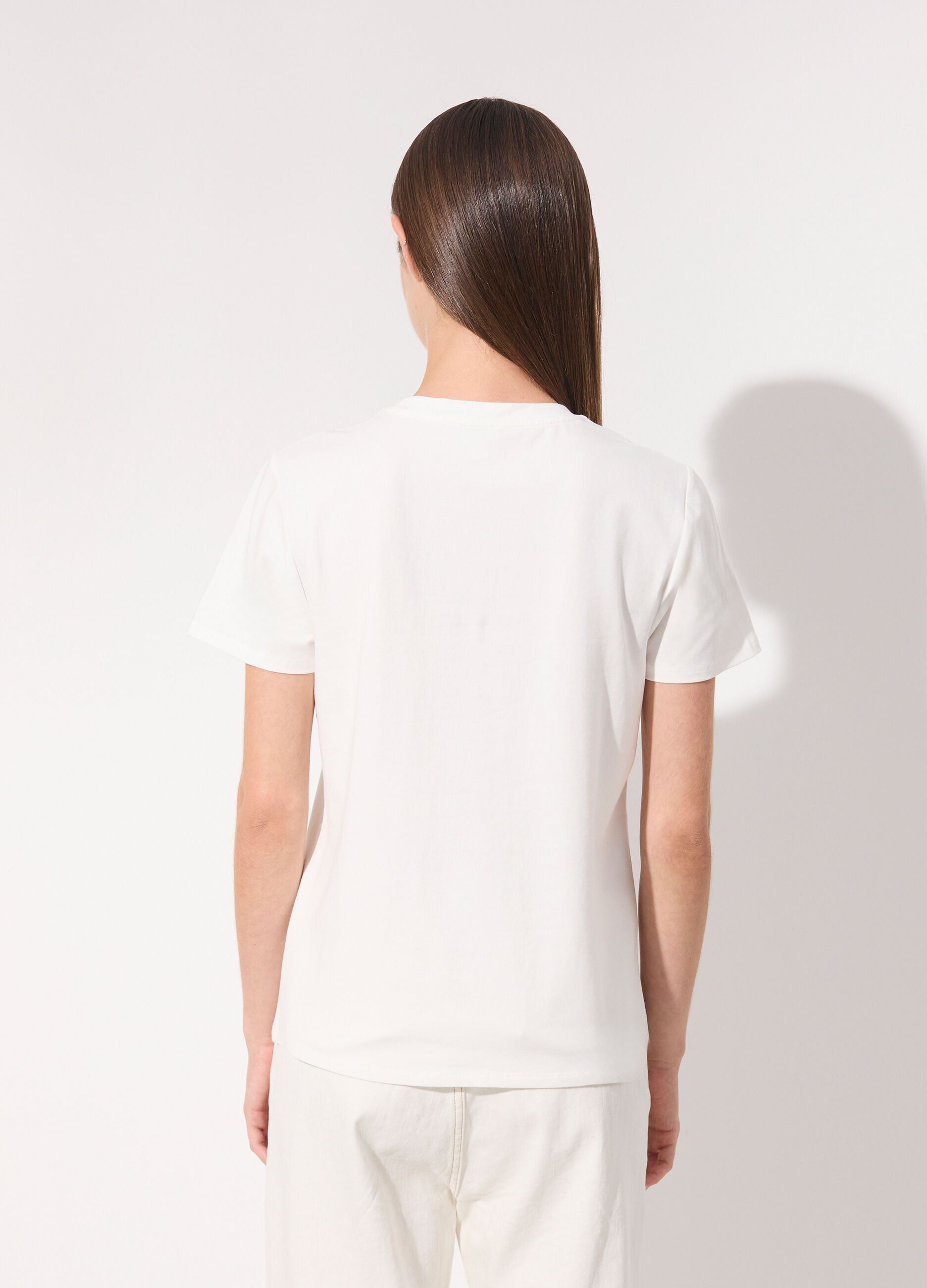 T-shirt con strass in cotone stretch donna_2