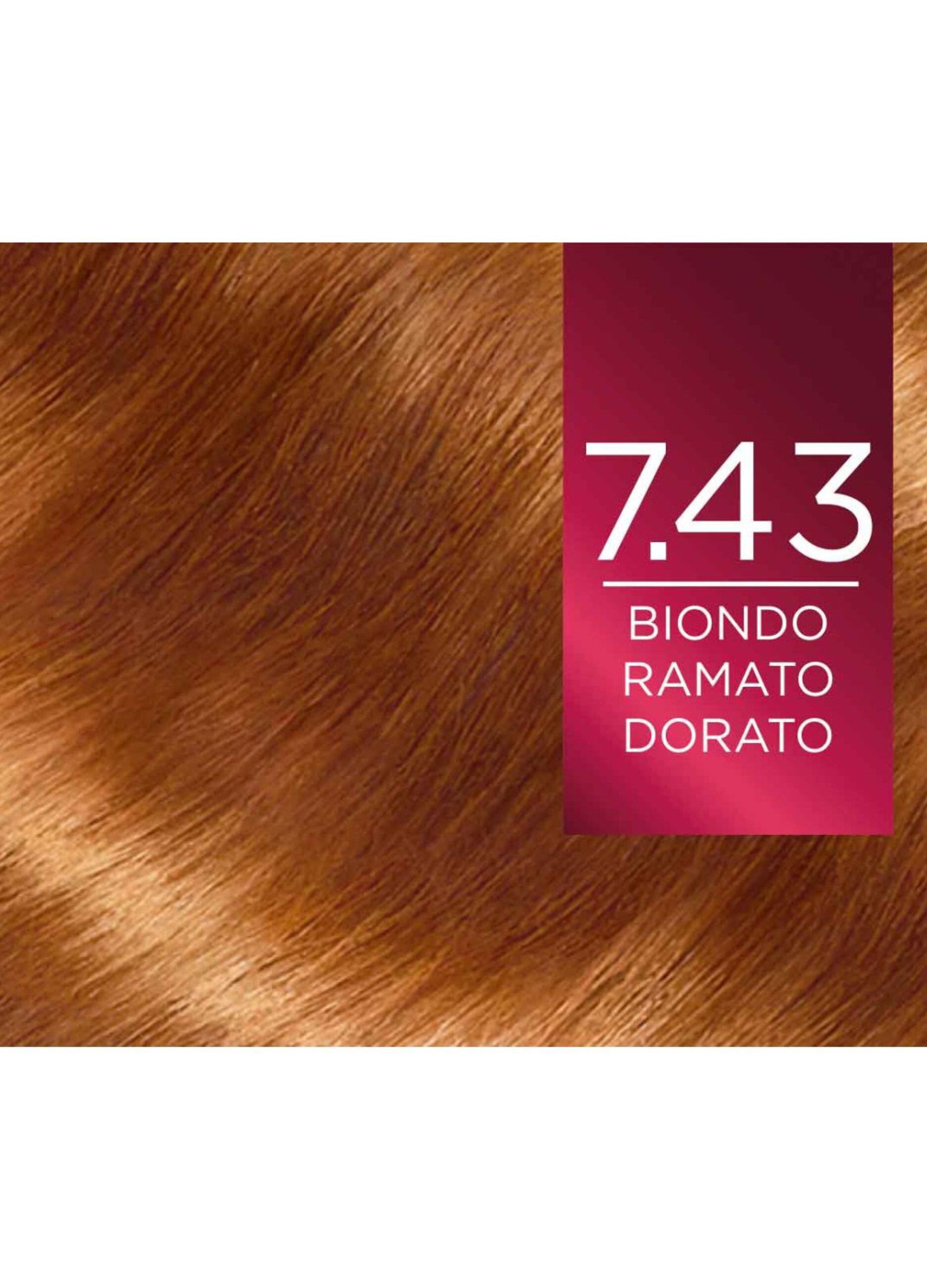 L'Oréal Paris Tinta Capelli Excellence, Copre i capelli bianchi, colore ricco, luminoso e a lunga durata, 7.43 Biondo Ramato Dorato.