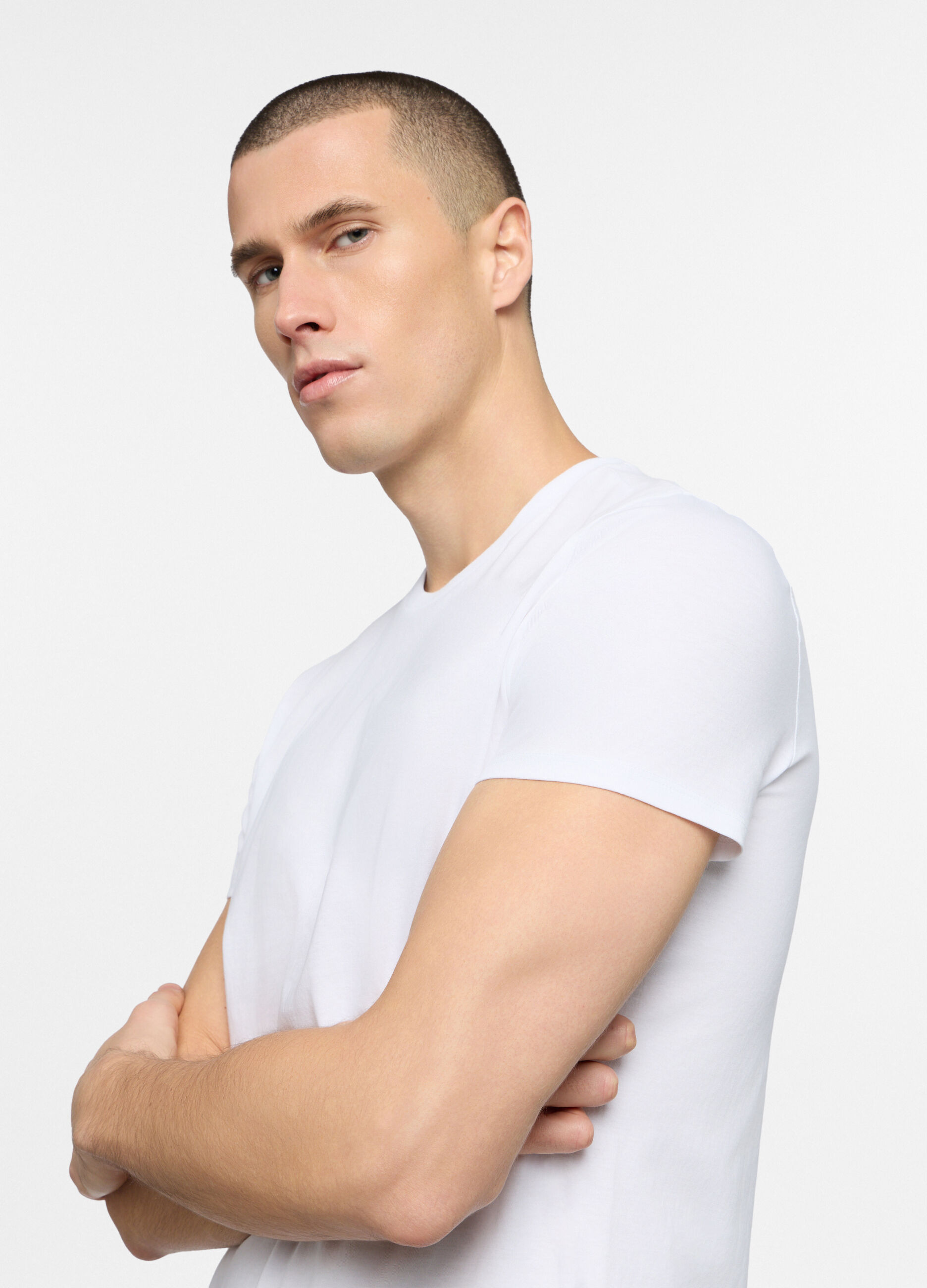 T-shirt girocollo in jersey di puro cotone uomo_2