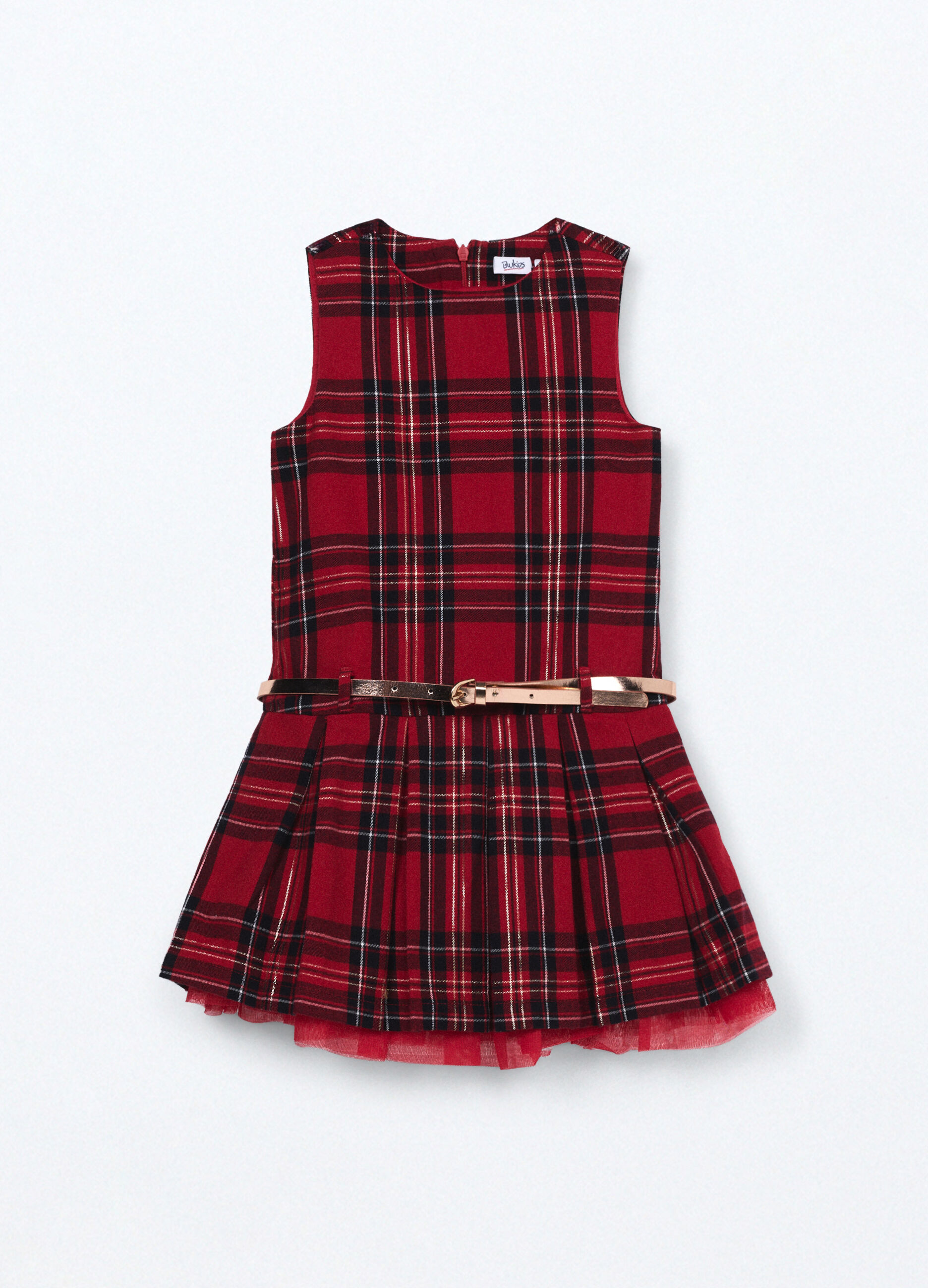 Vestito in twill a quadri bambina_0