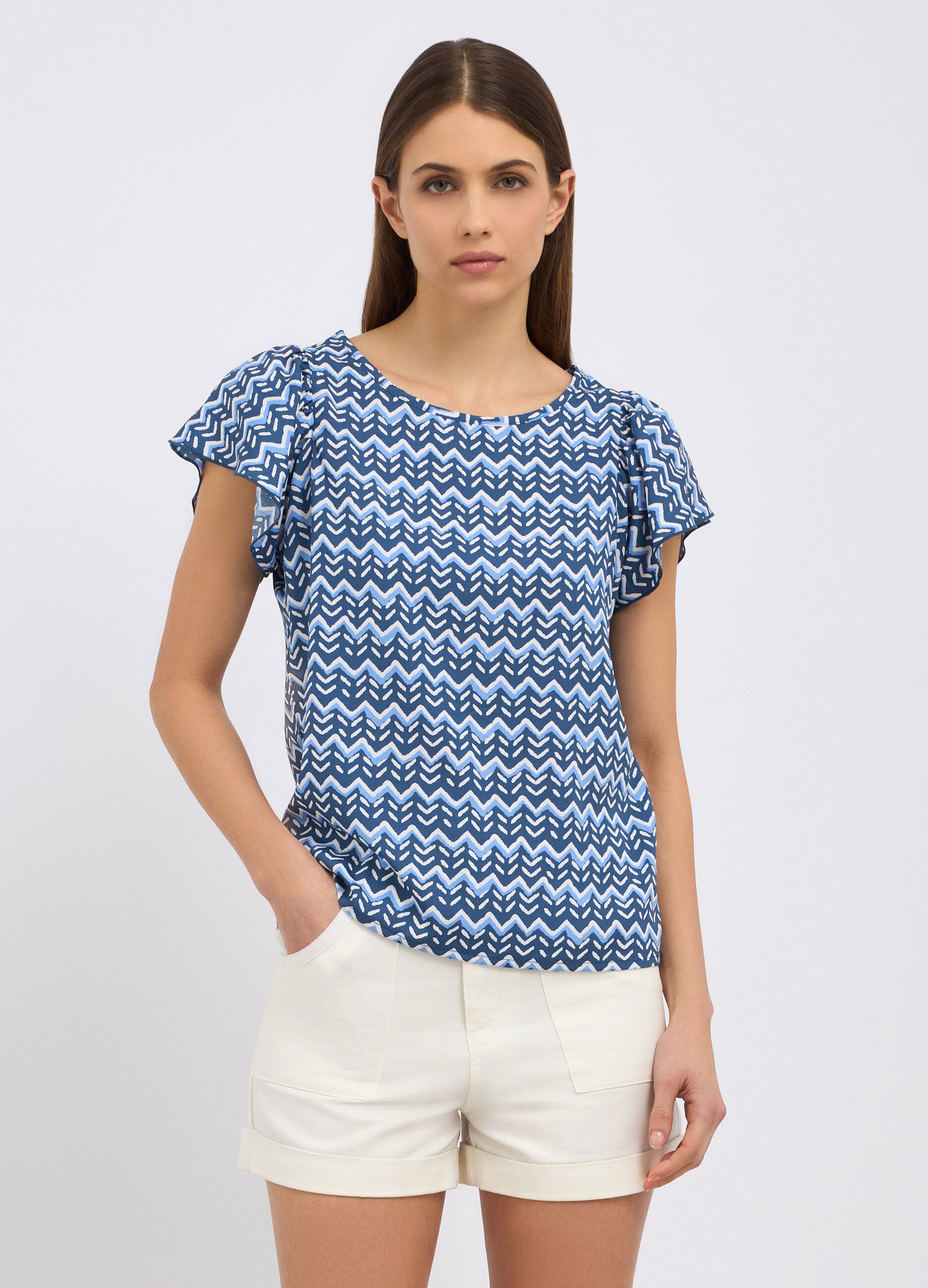 Blusa con maniche ad aletta donna_0