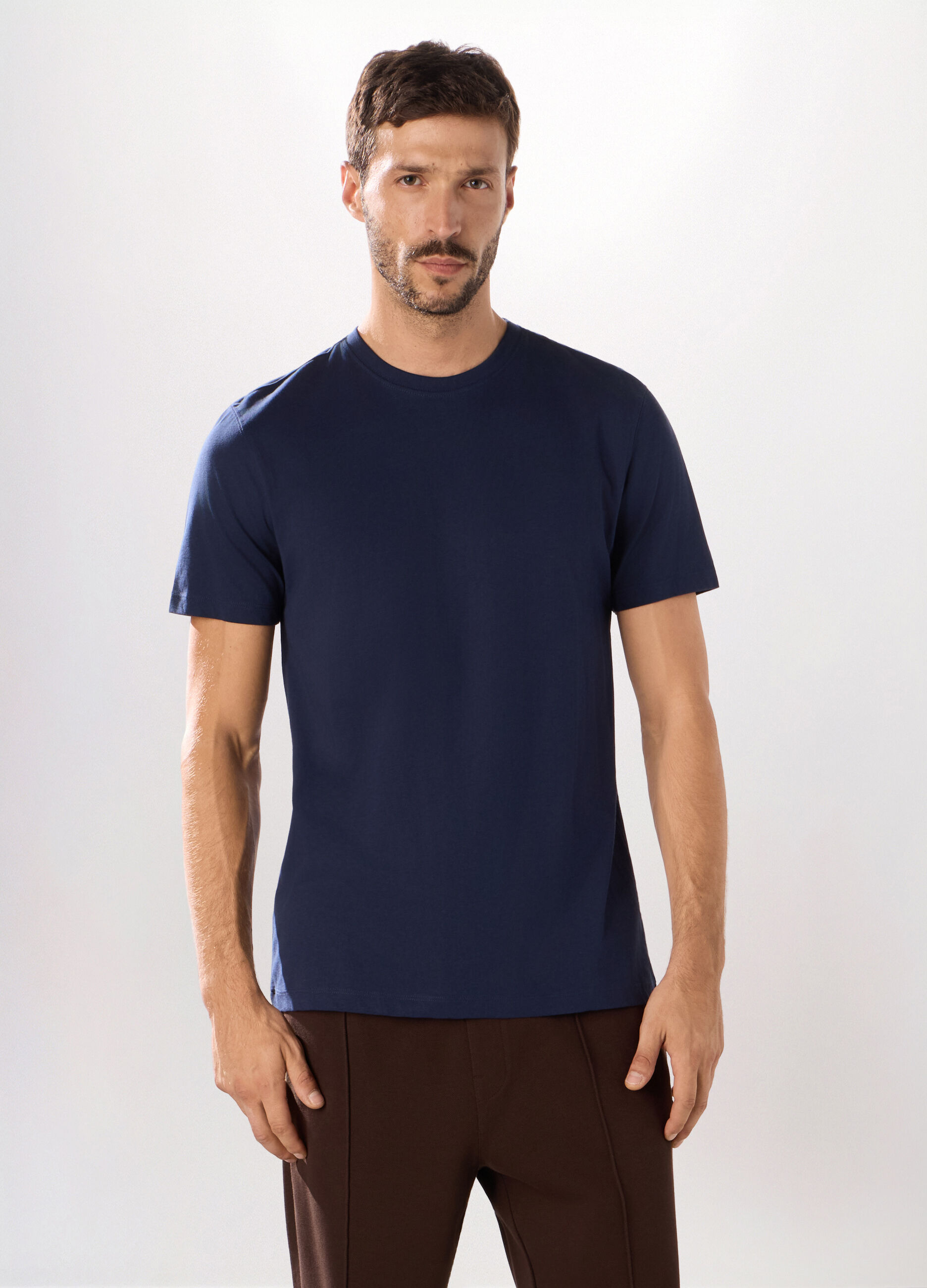 T-shirt girocollo slim fit in cotone uomo_0