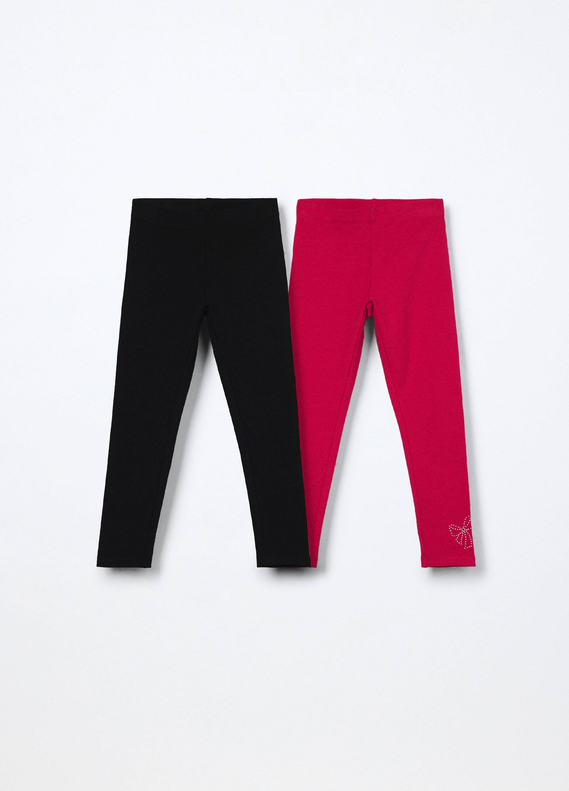 Pack 2 leggings in french terry di cotone stretch bambina_0