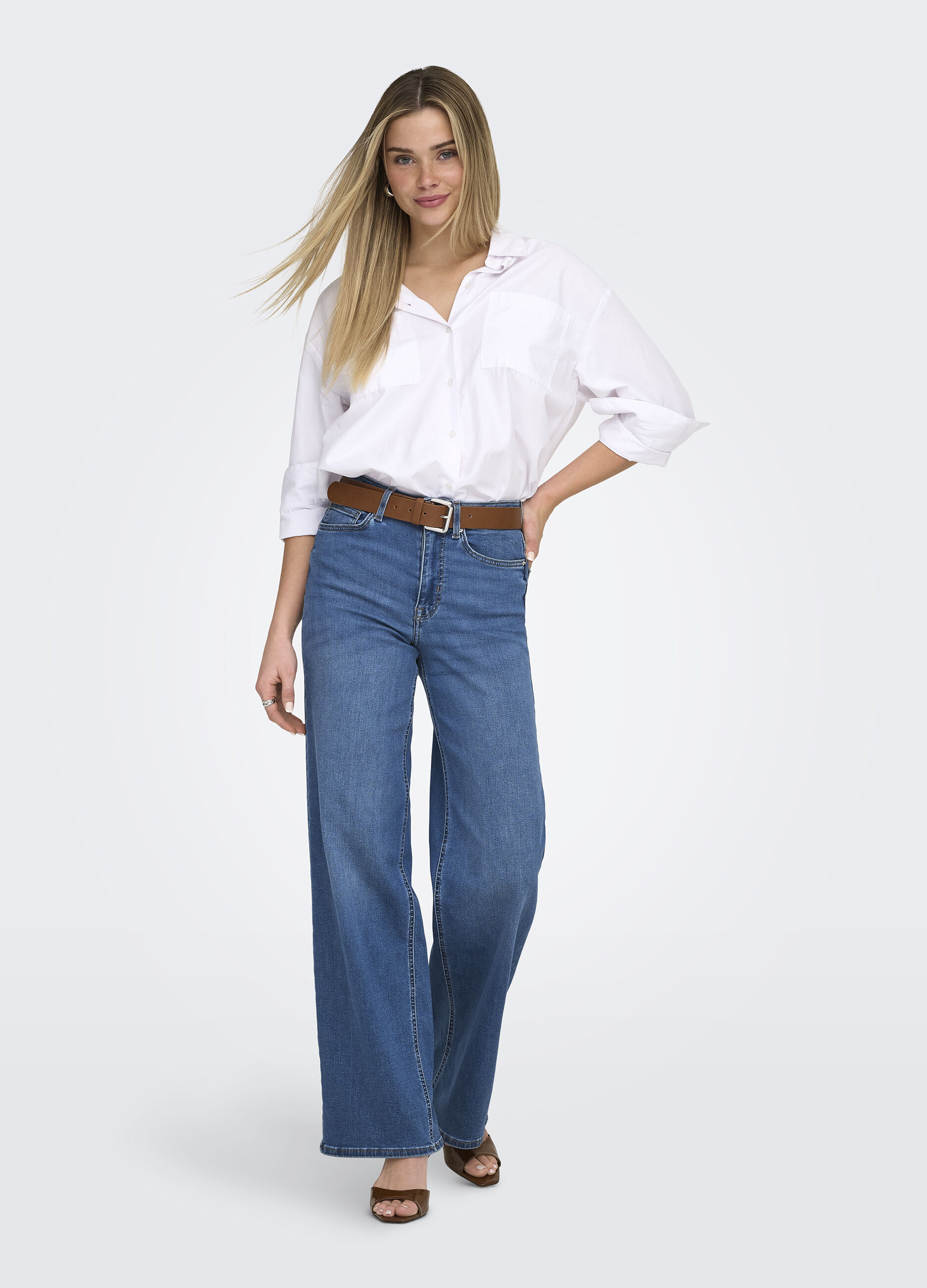 Pantaloni wide leg in denim donna_2