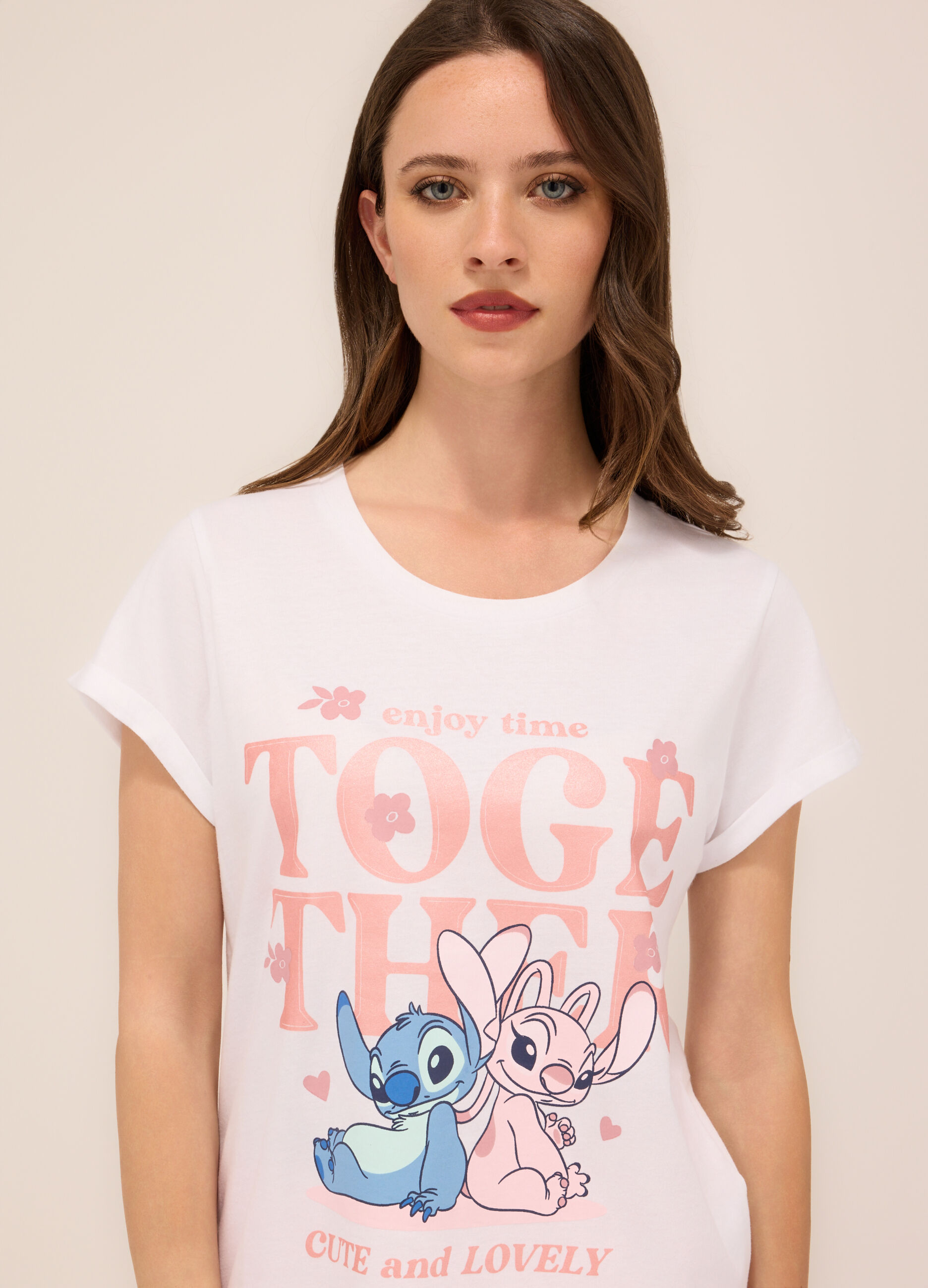 Set pigiama corto in jersey di puro cotone donna