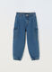 Pantaloni cargo in denim di puro cotone bambina_0