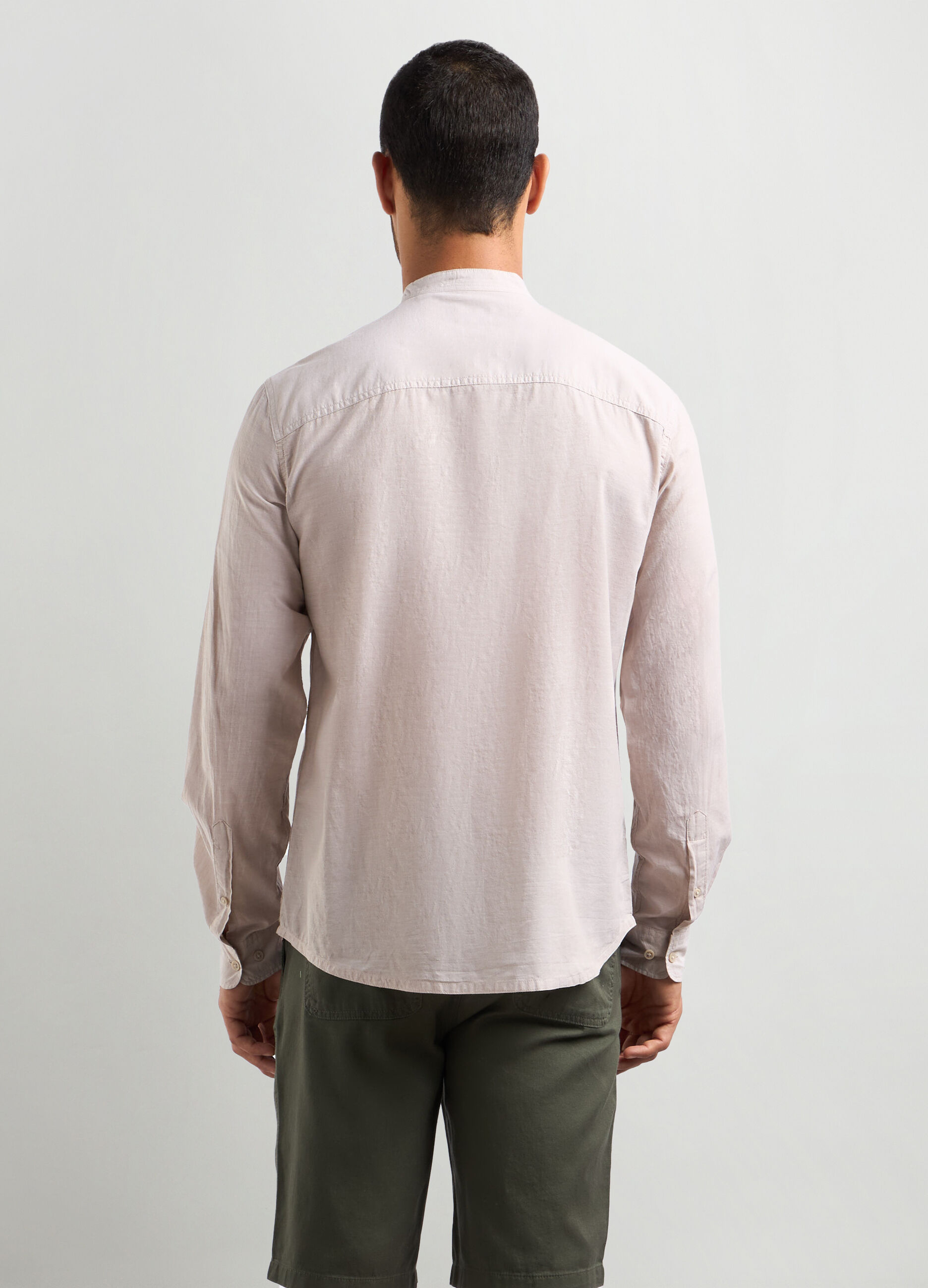 Camicia regular fit colletto coreano in cotone uomo_1