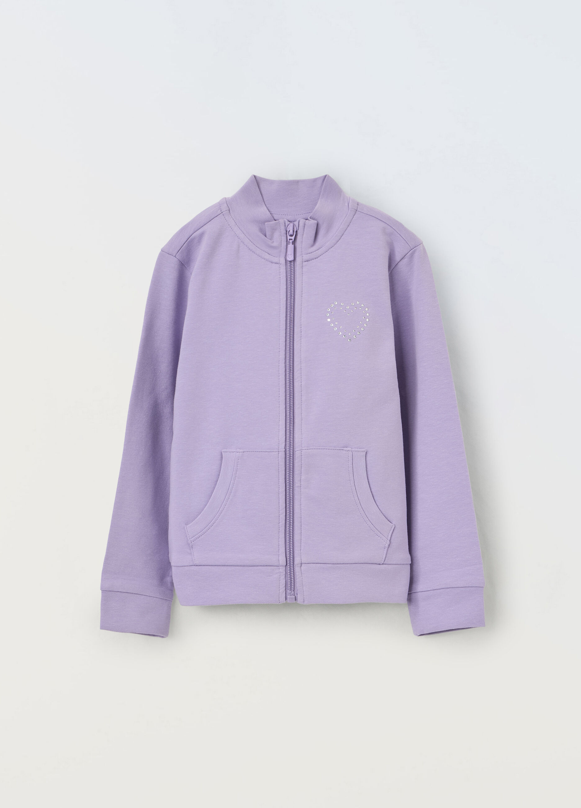 Felpa full zip in cotone stretch bambina_0