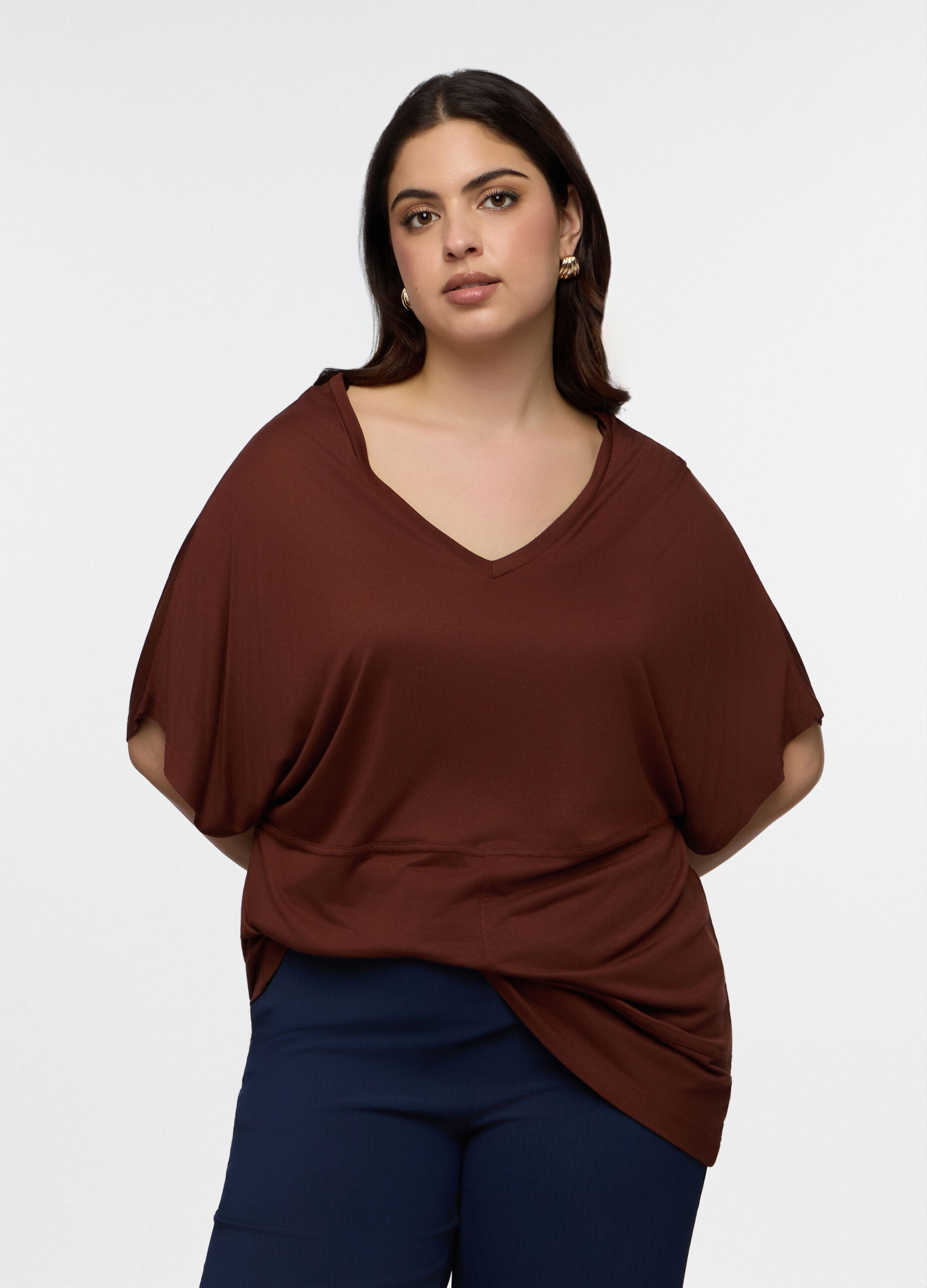 T-shirt Fit Relaxed con scollo a V donna curvy_0