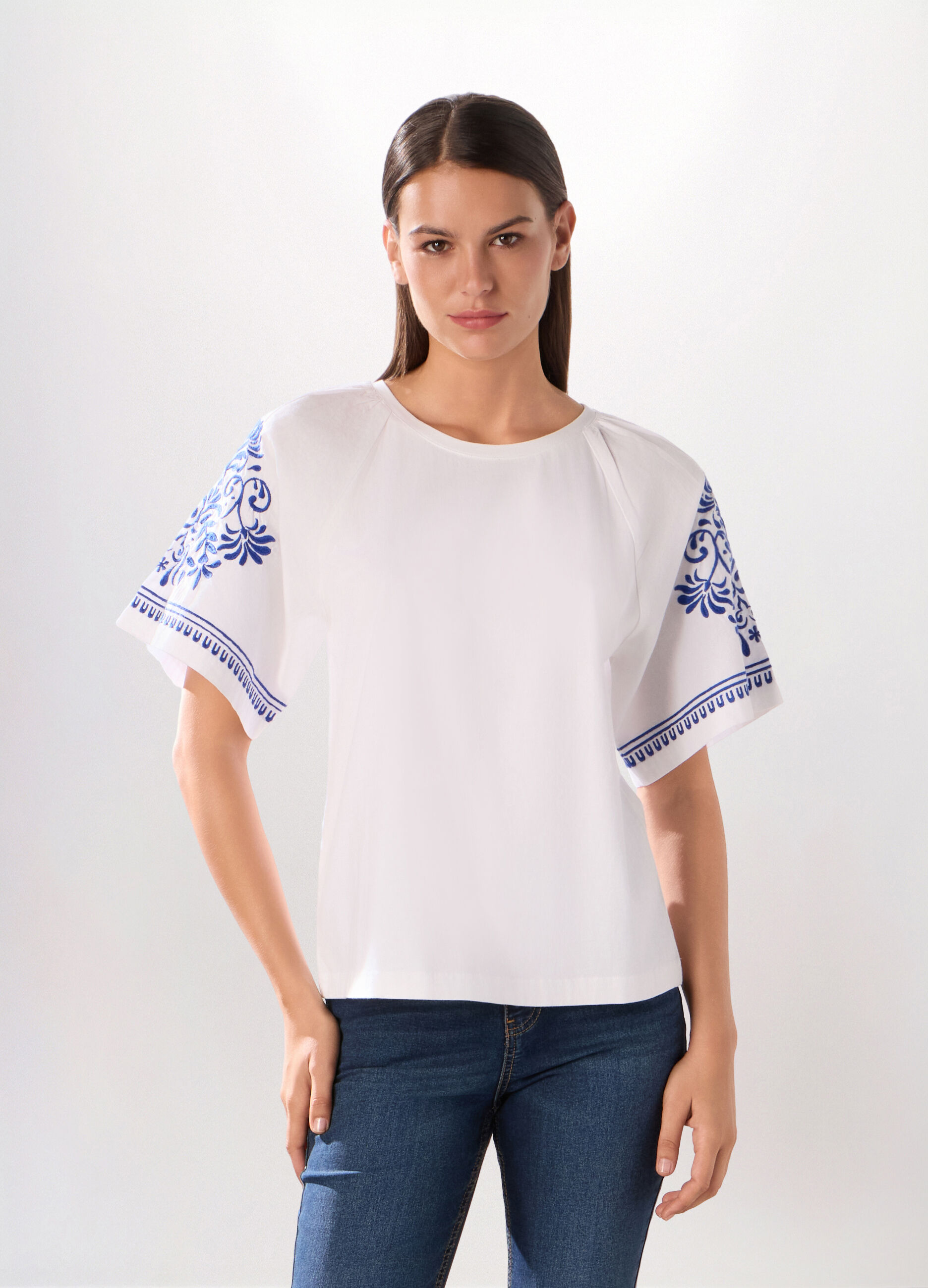 T-shirt in jersey di cotone stretch donna_0