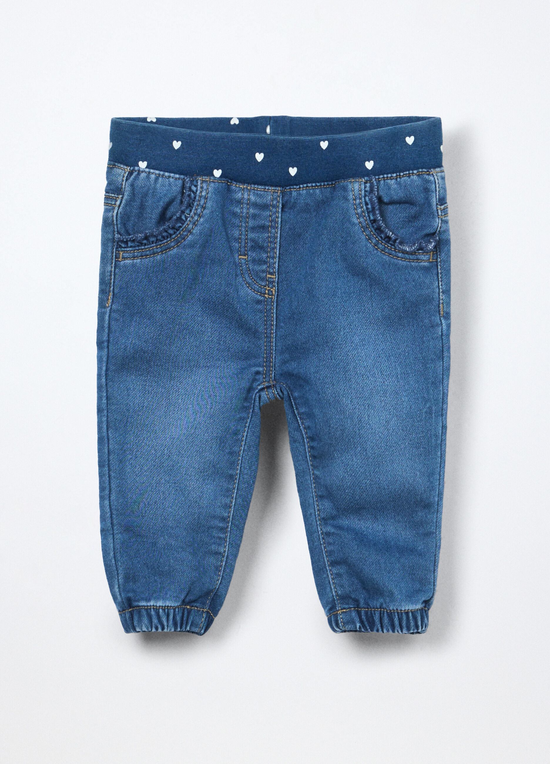 Jogger in french terry denim neonata_0