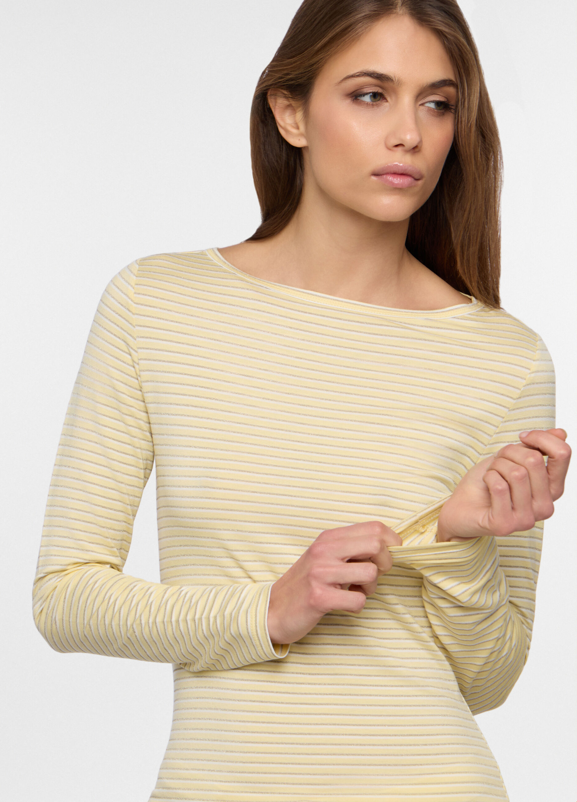 T-shirt con scollo a barchetta stretch donna_2