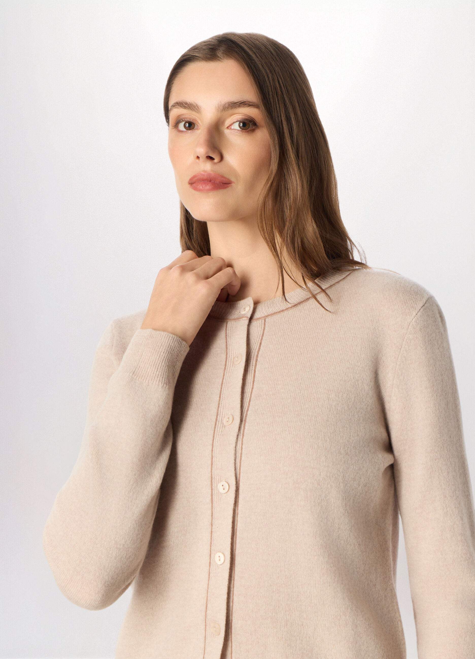 Cardigan tricot in pura lana donna_2