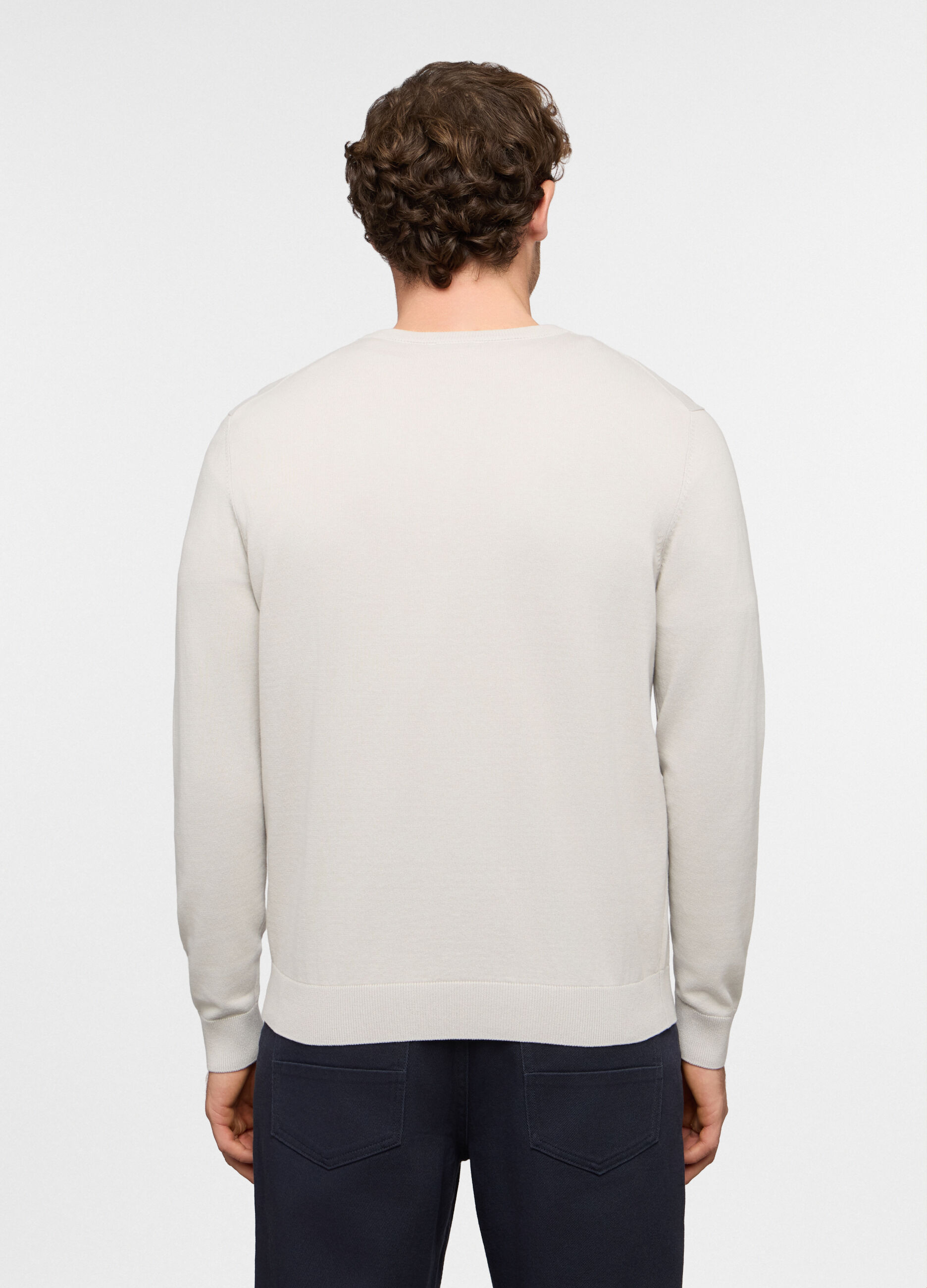 Maglione girocollo in cotone a maglia rasata uomo_1