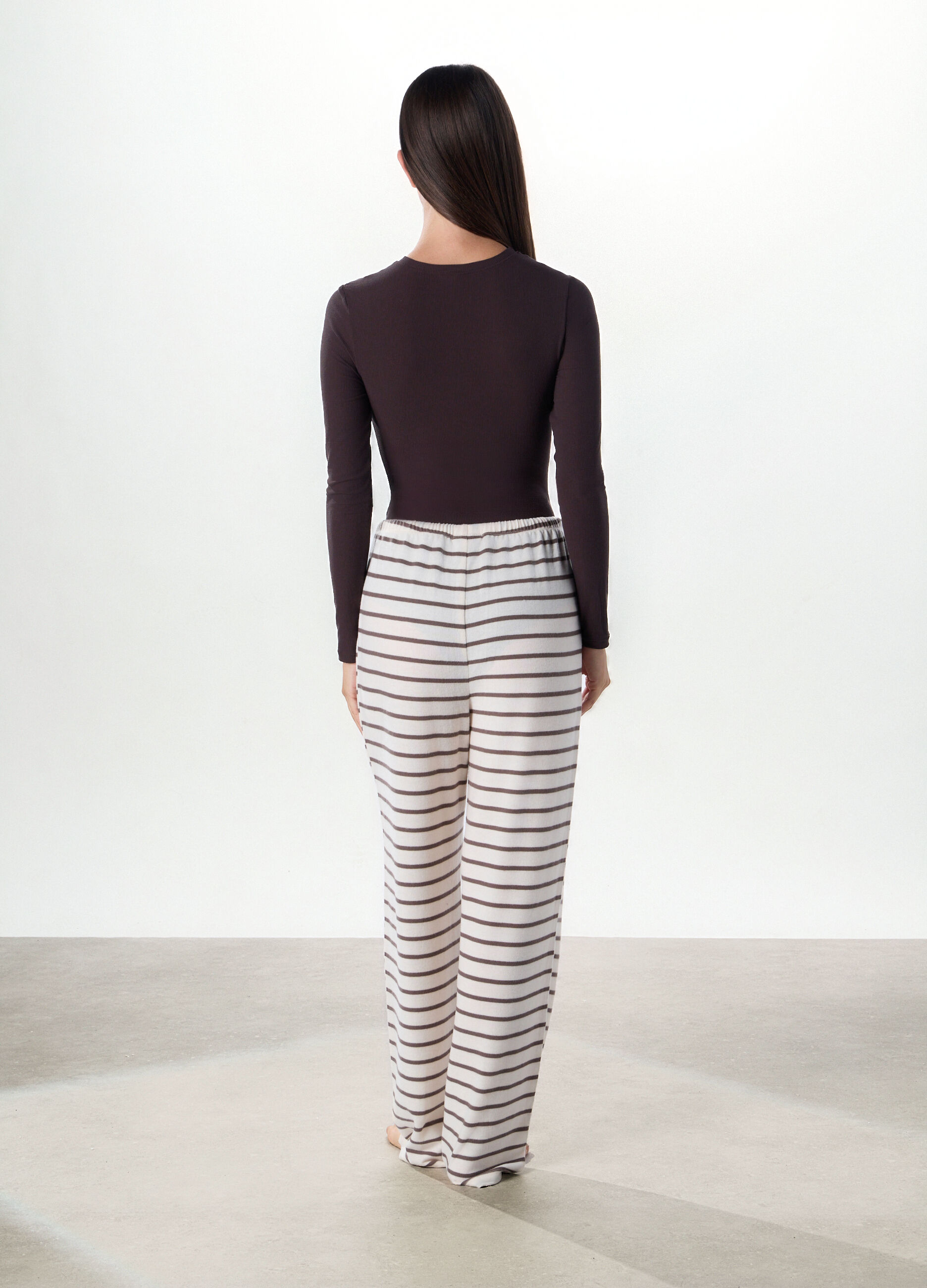 Pantaloni pigiama lunghi in misto viscosa donna_1