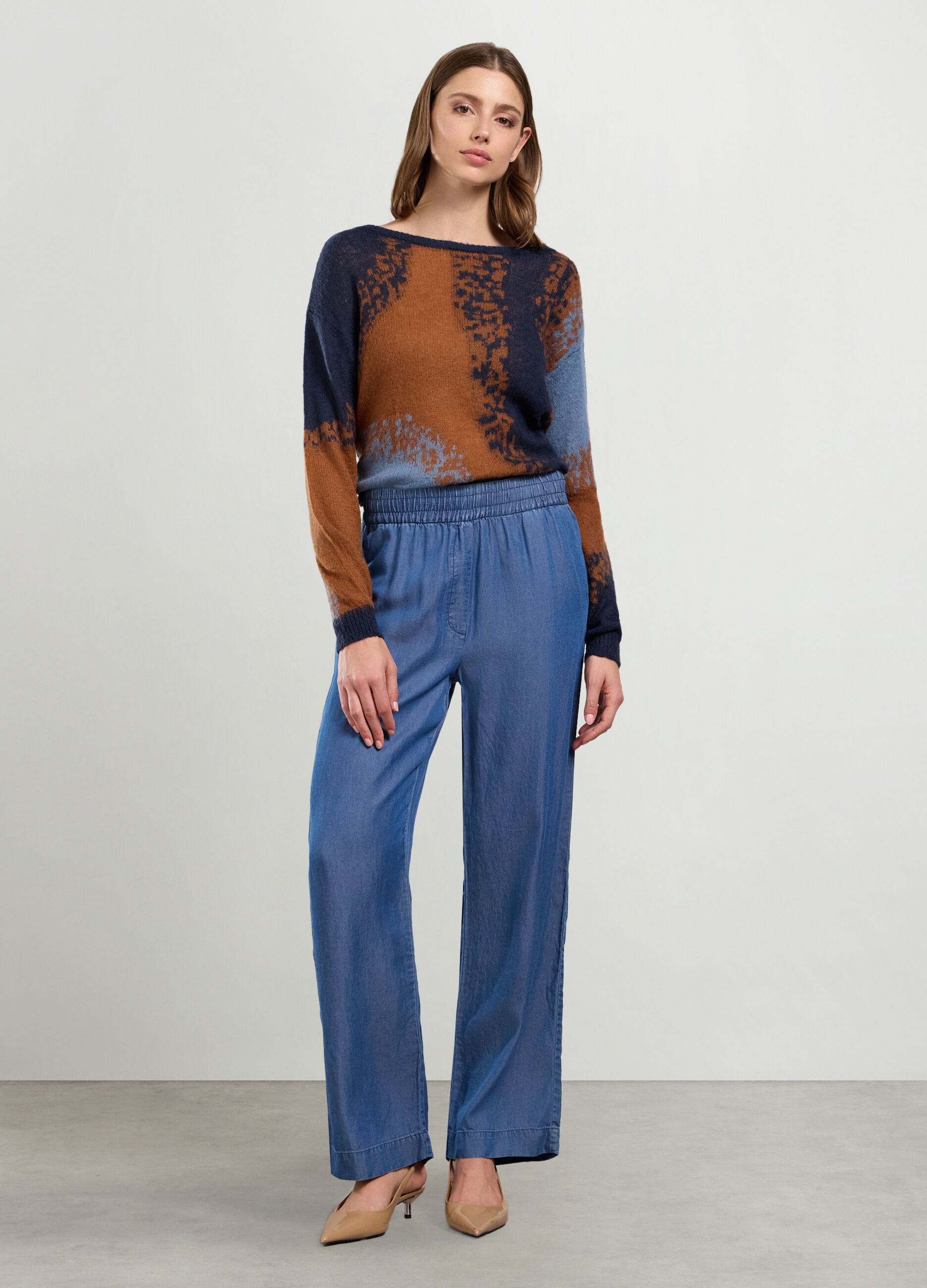 Pantaloni palazzo in pura lyocell donna_0