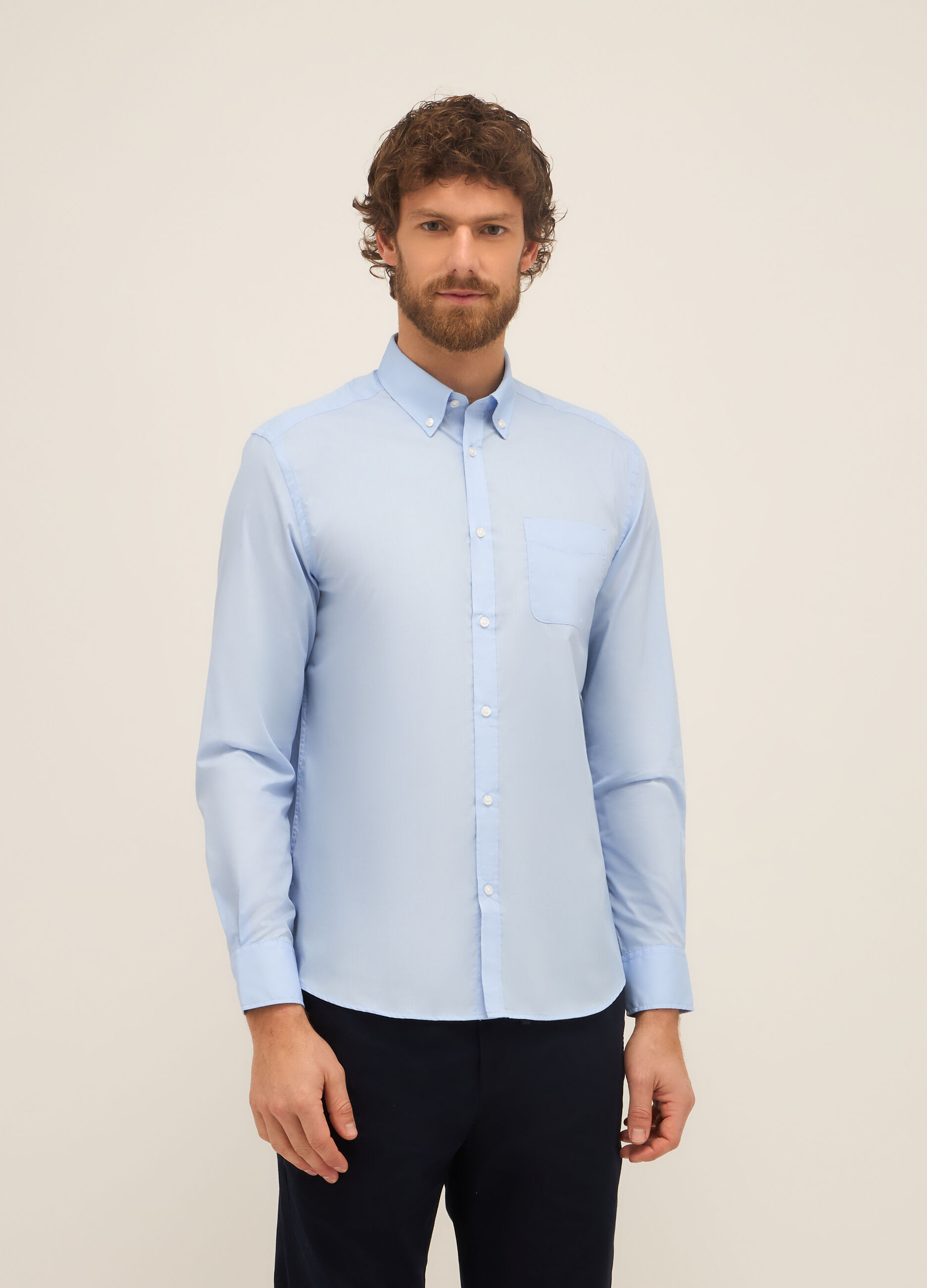 Camicia slim fit button-down in misto cotone uomo