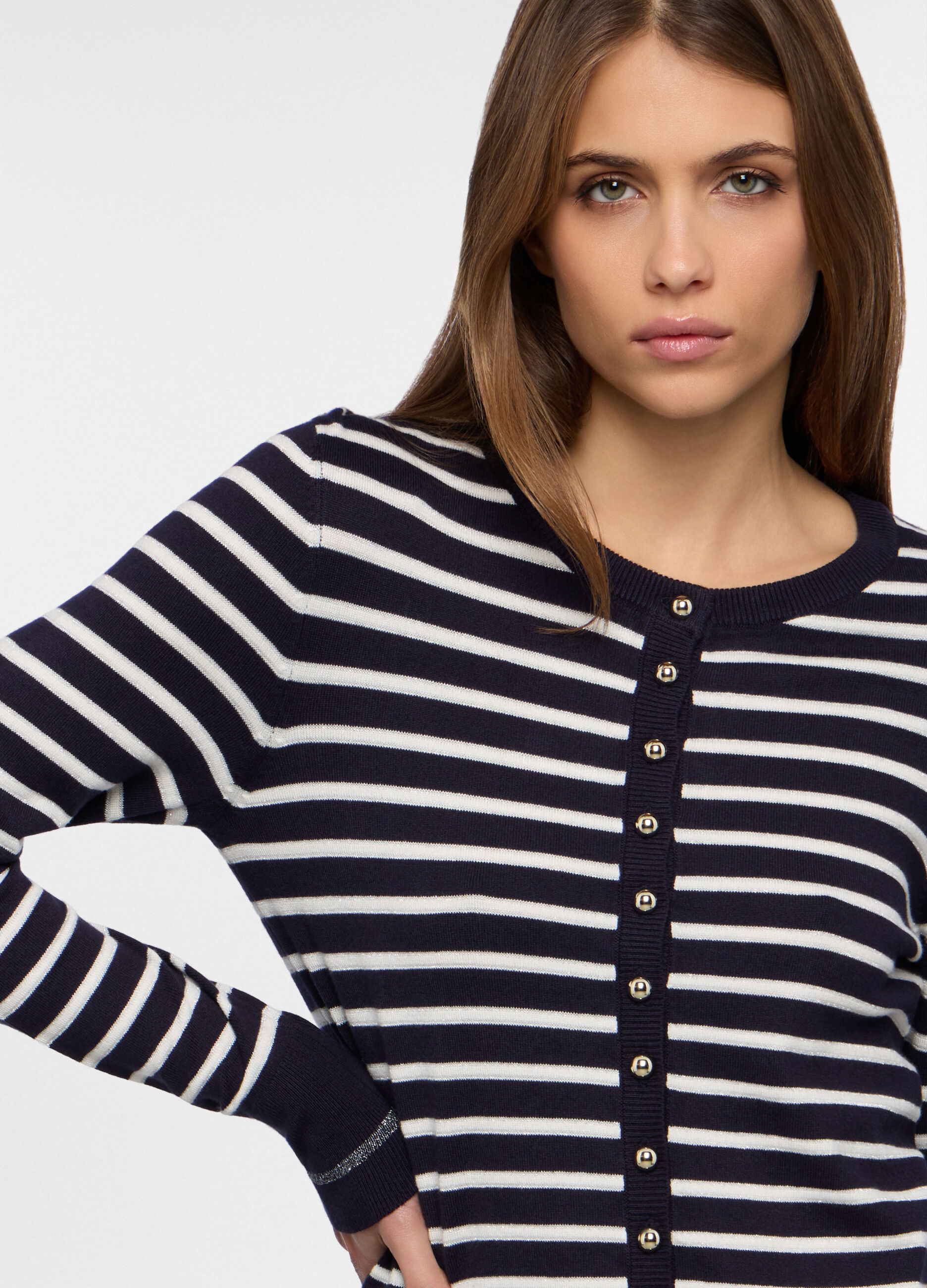 Cardigan girocollo rasato donna_2