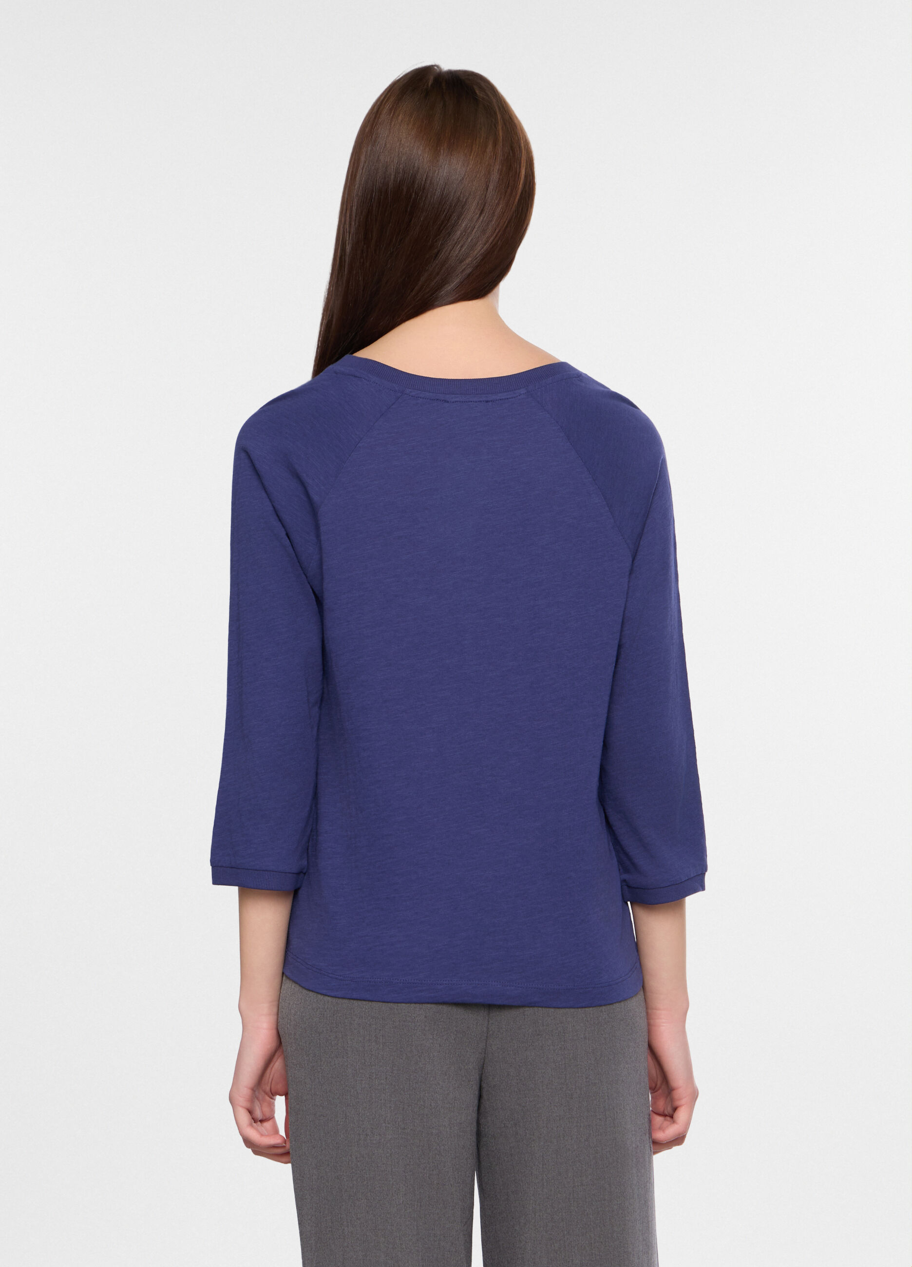 T-shirt in jersey di cotone slub donna_1