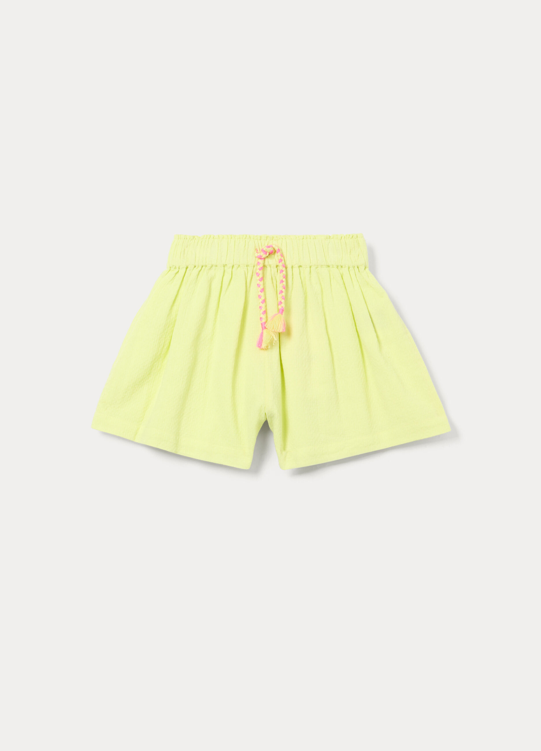Shorts in puro cotone seersucker bambina_0