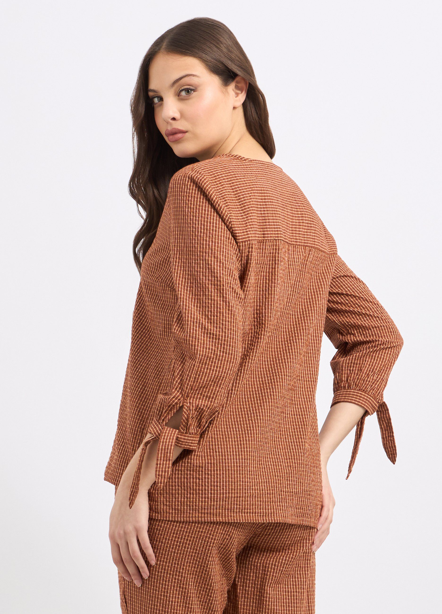 Blusa in puro cotone seersucker donna_1