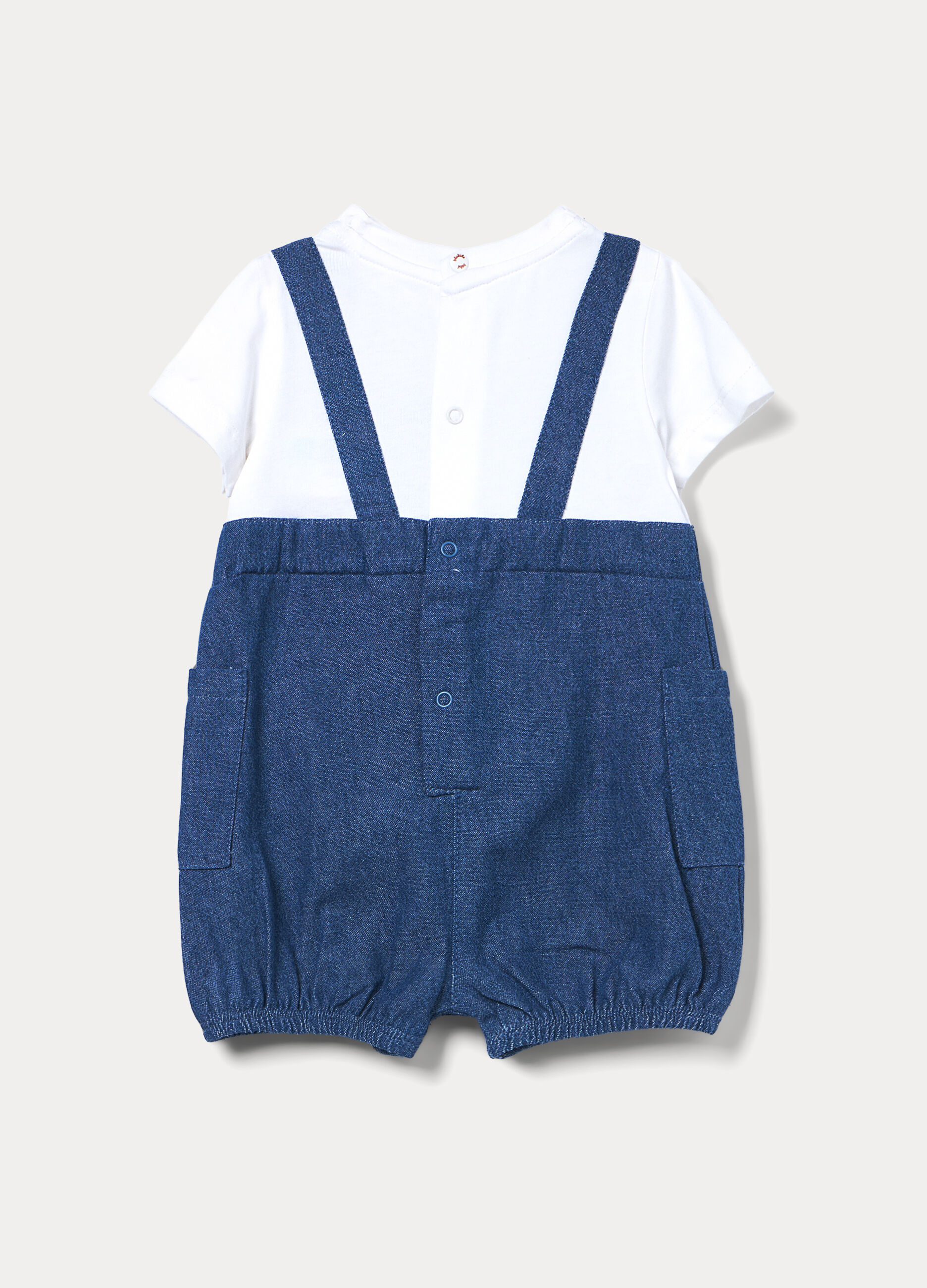 Pagliaccetto in puro cotone chambray neonato_1