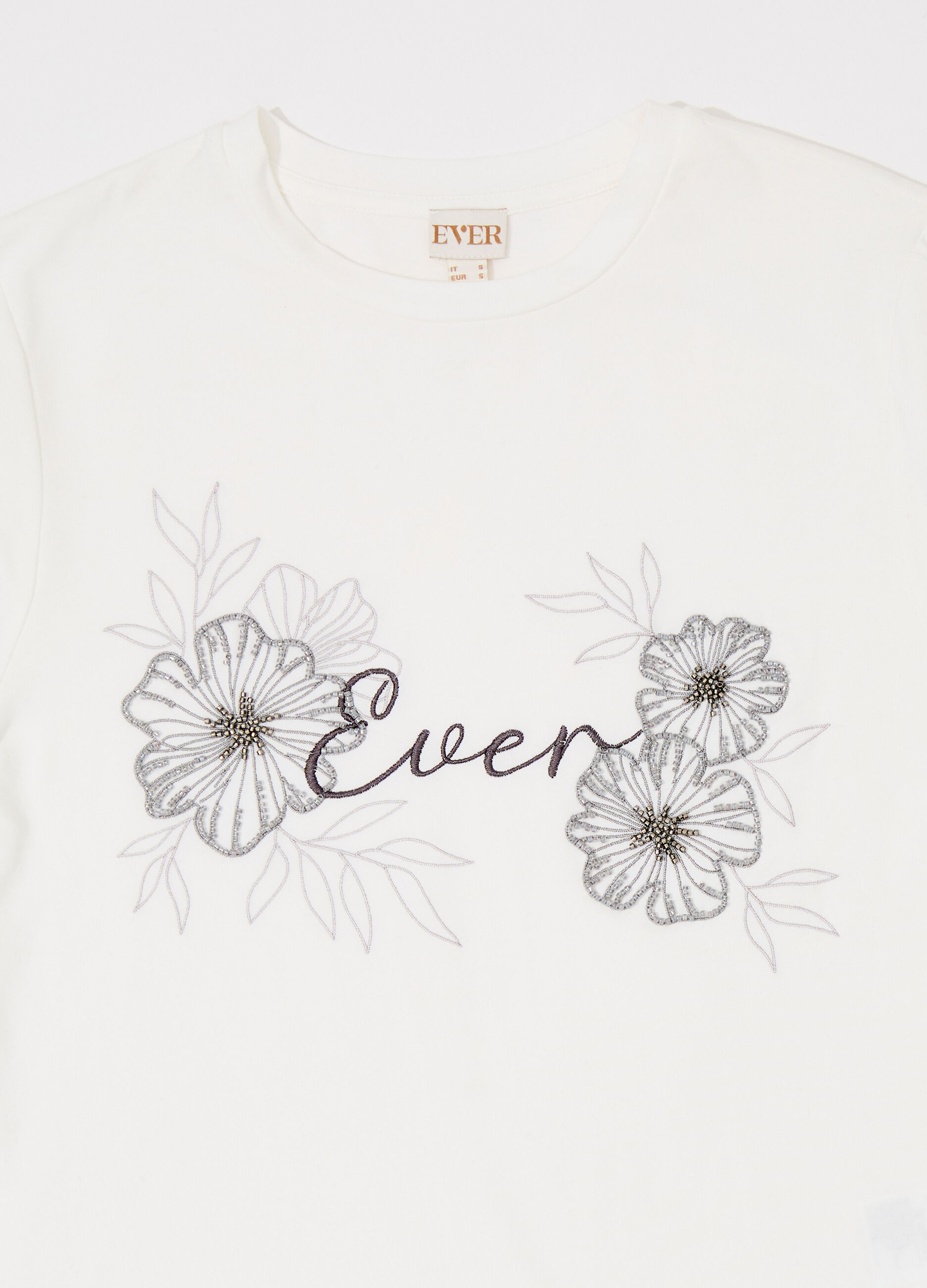 T-shirt in cotone stretch con ricami donna_6