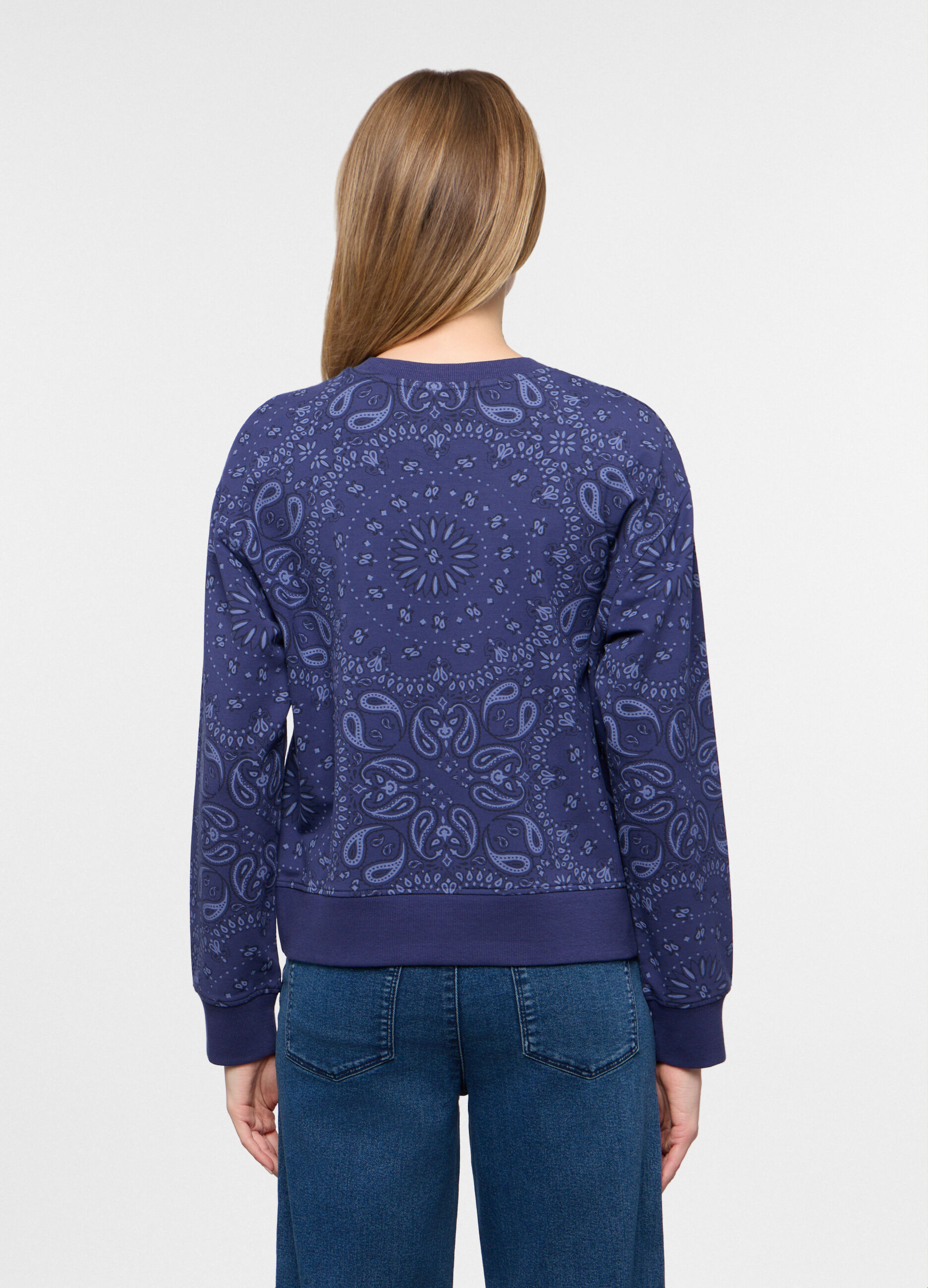 Felpa girocollo in french terry stretch donna_1