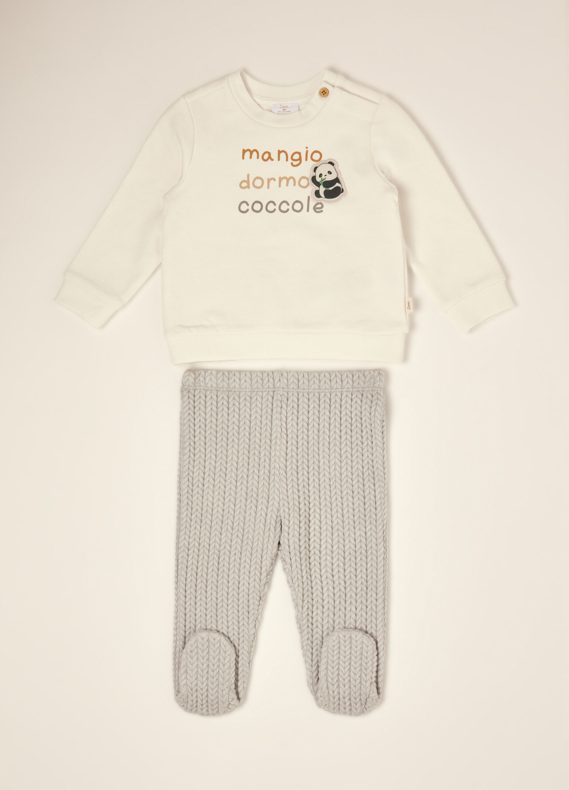 Completo bianco in cotone elasticizzato con ghettine_0