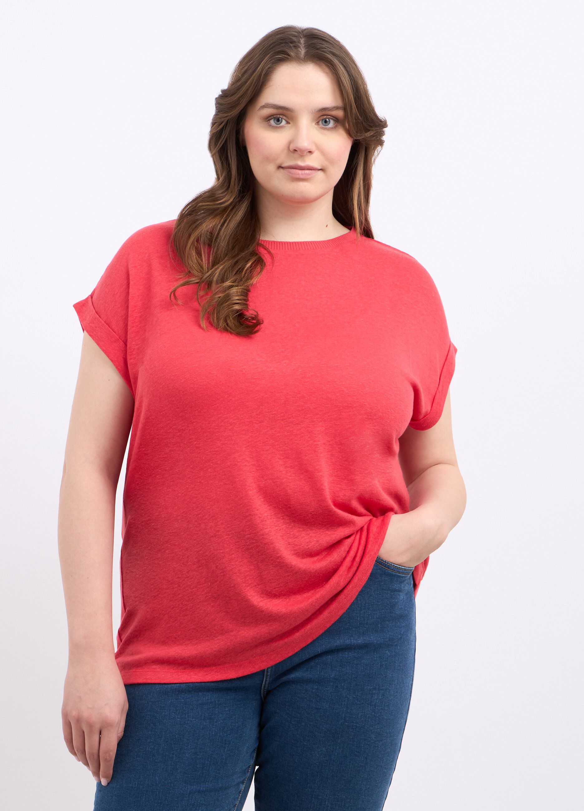 T-shirt in misto lino donna curvy_0