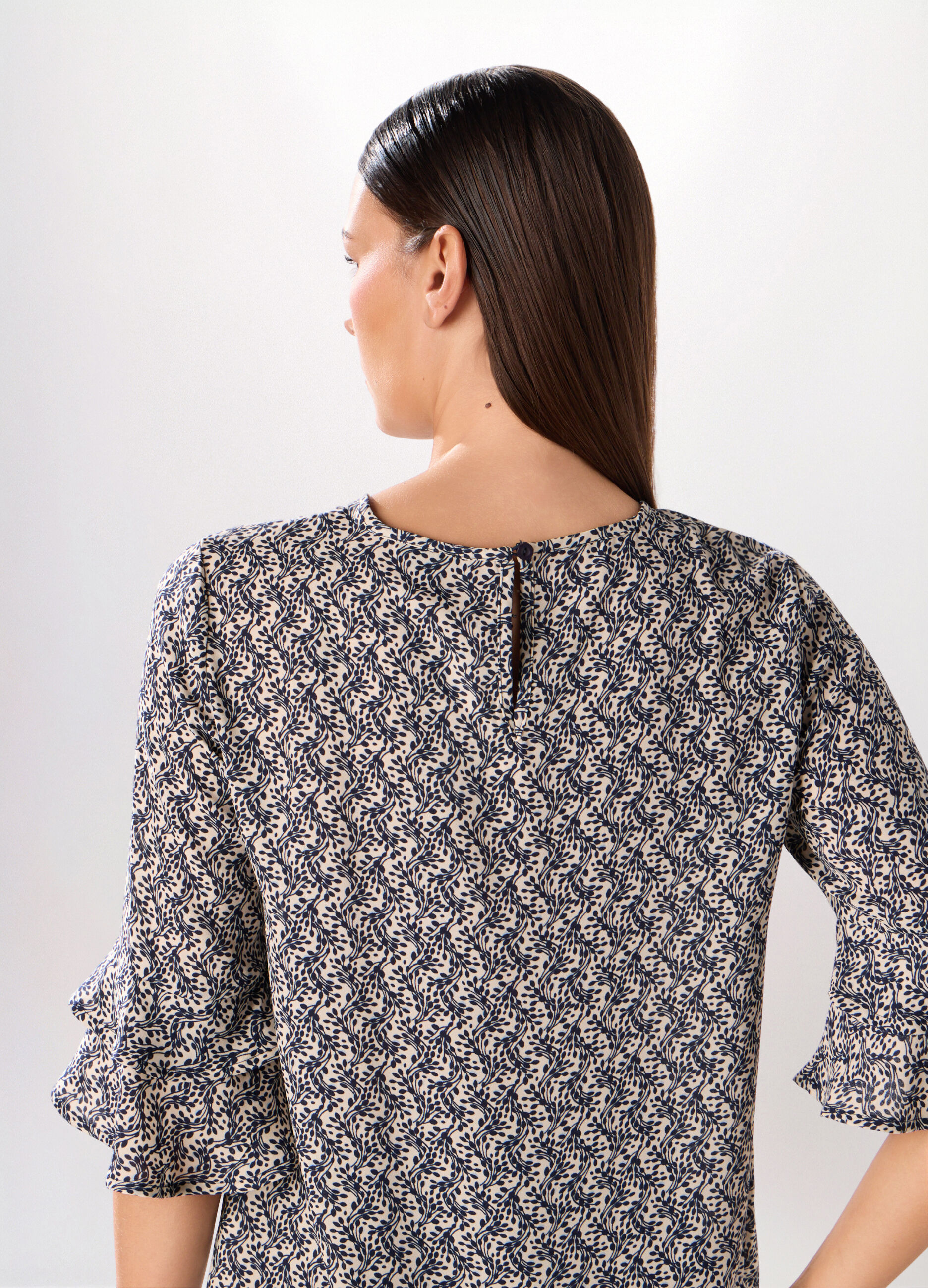 Blusa crepe con stampa donna_2