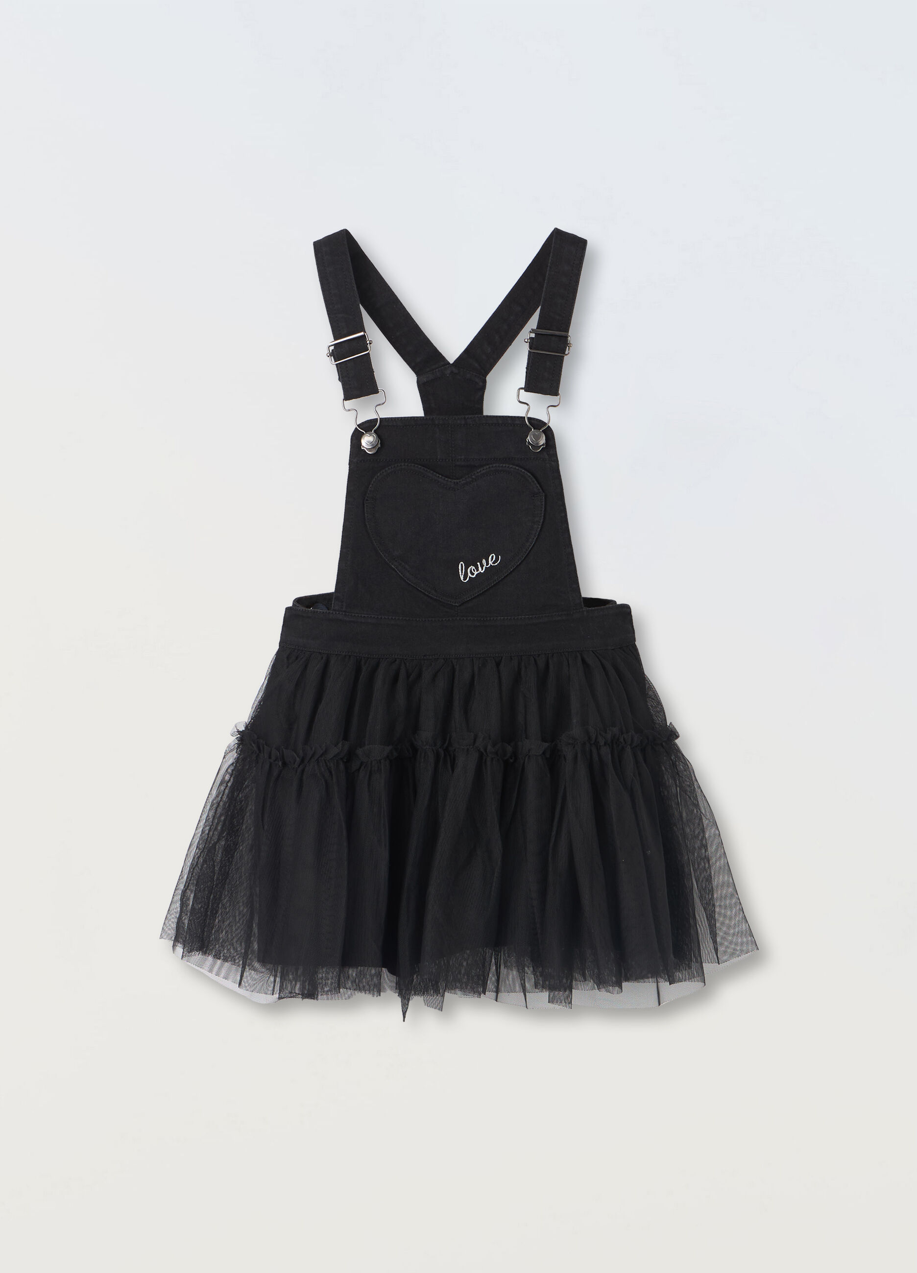 Vestito salopette con tulle bambina_0