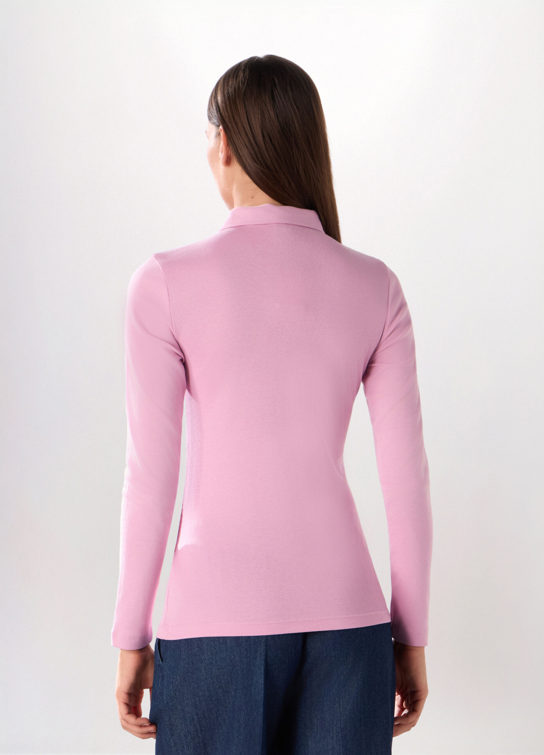 T-shirt in costina di puro cotone donna_1