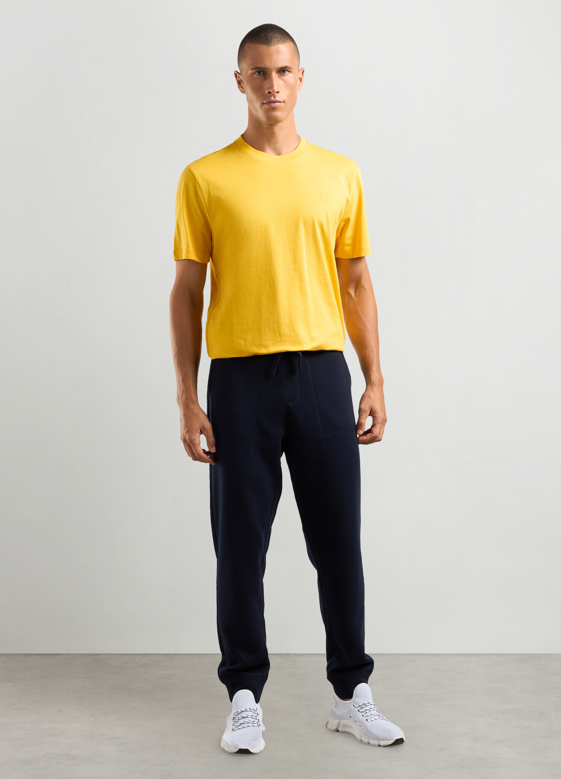 Joggers regular fit in felpa di misto cotone uomo_0