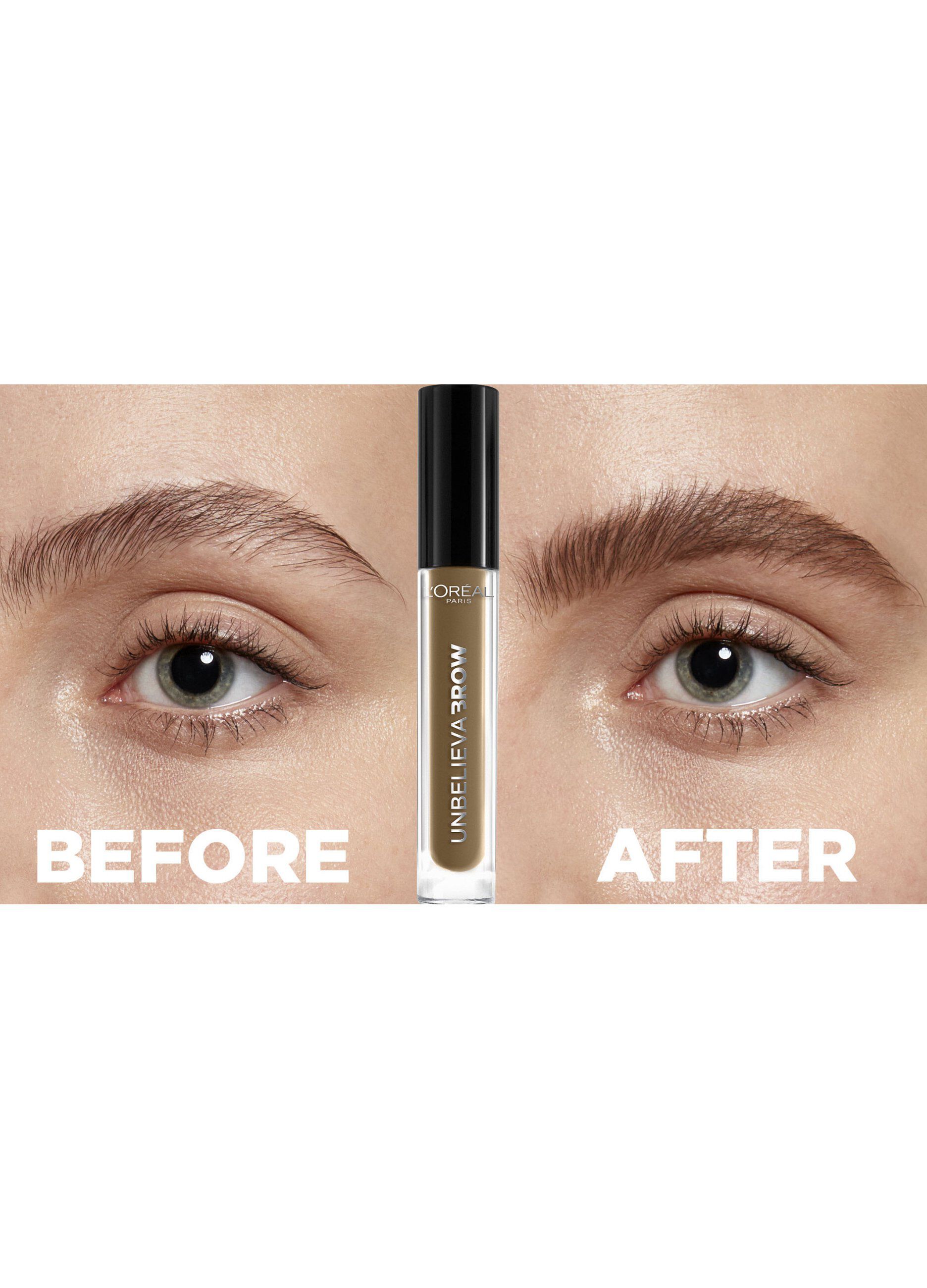L'Oréal Paris Unbelievabrow, Gel per Sopracciglia a Lunga Tenuta Waterproof, Colore: Châtain (104), 3,4 ml.